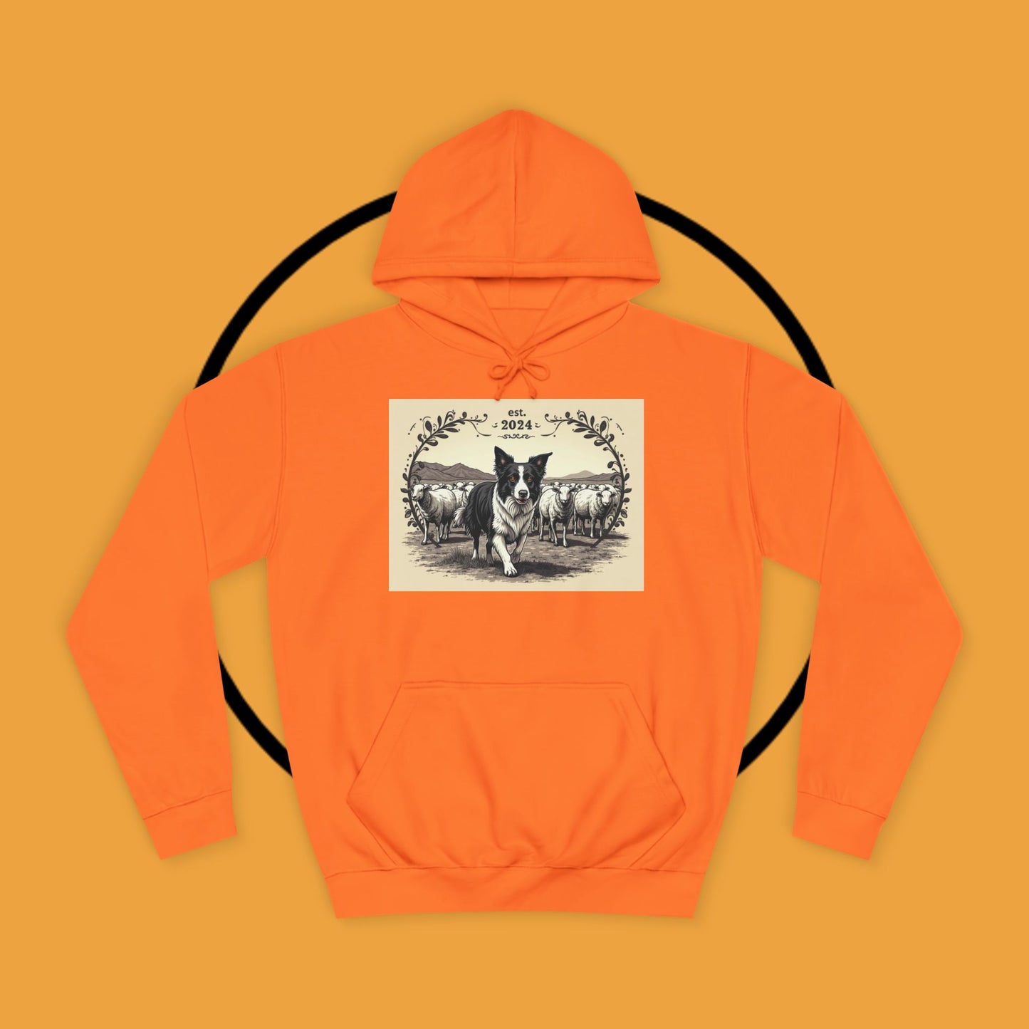 "Border Collie Sheep Herding Hoodie - Vintage Farm Life Est. 2024 Sweatshirt | Premium Pastoral Dog Design"