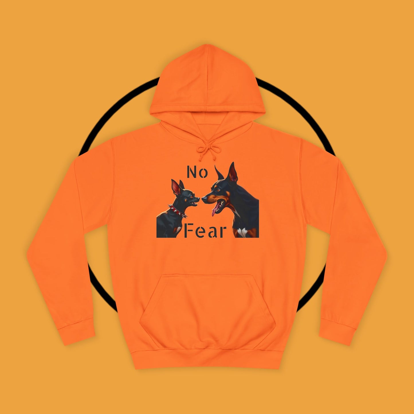 "Fearless Chihuahua vs Doberman Hoodie | Small Dog Big Attitude | David Goliath Pet Art | Brave Little Dog Gift"