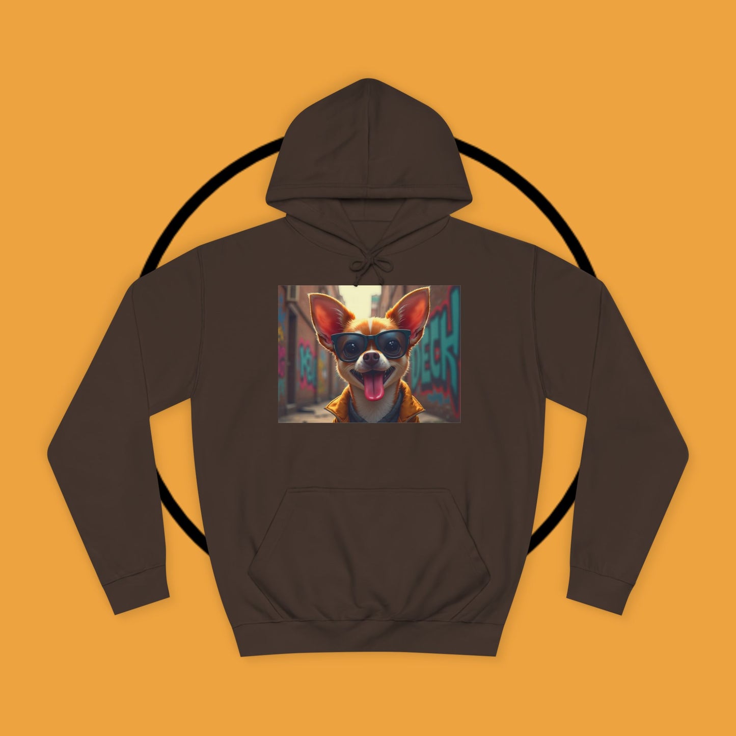 "Hip Chihuahua Sunglasses Hoodie | Cool Street Dog Art | Urban Hipster Pet Fashion | Trendy Animal Streetwear"