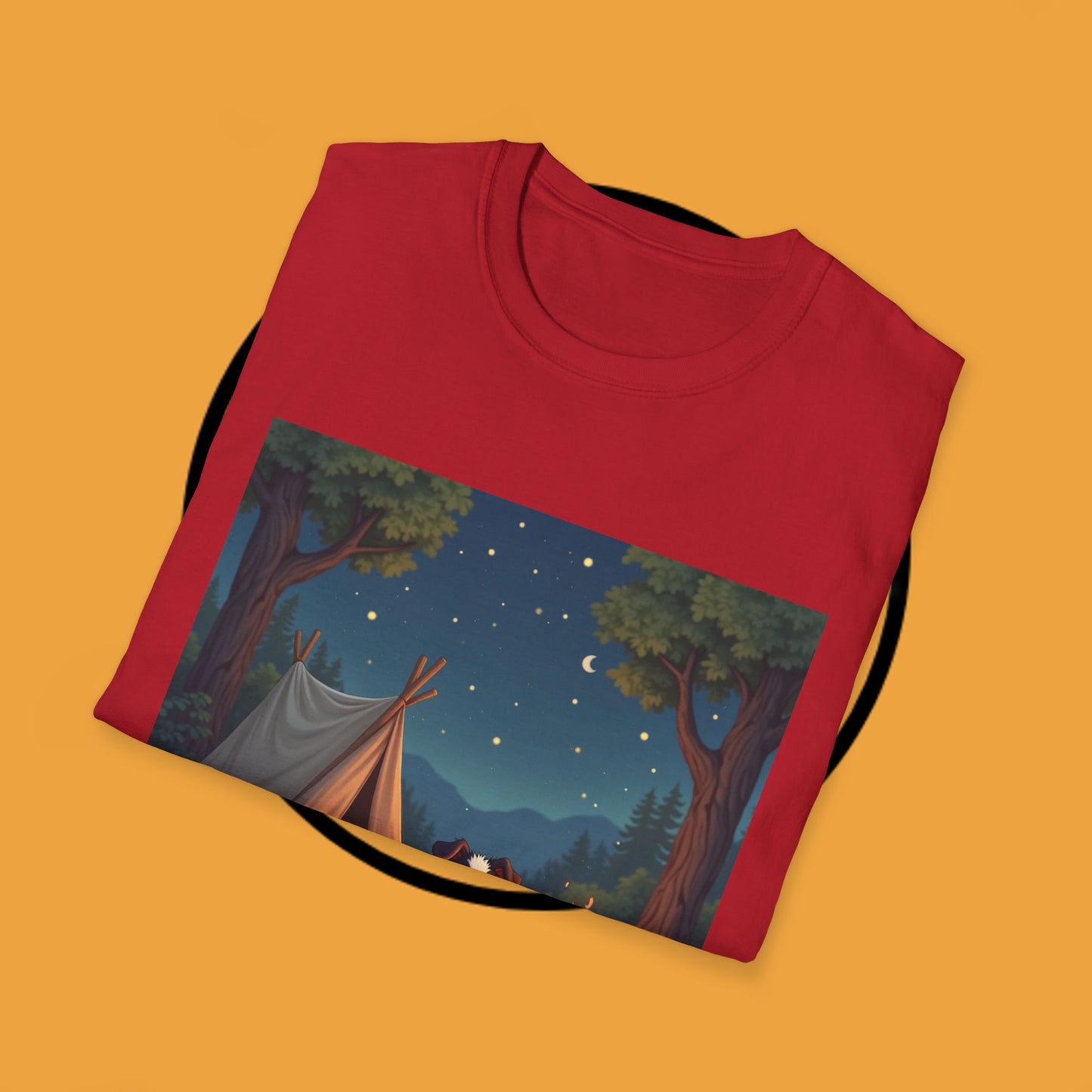 "Camping Adventure Border Collie" - Outdoor Adventure Dog T-Shirt - Border Collie Camping T-Shirt - Outdoor Adventure Dog Under Stars Tee | Nature Lover Pet Gift