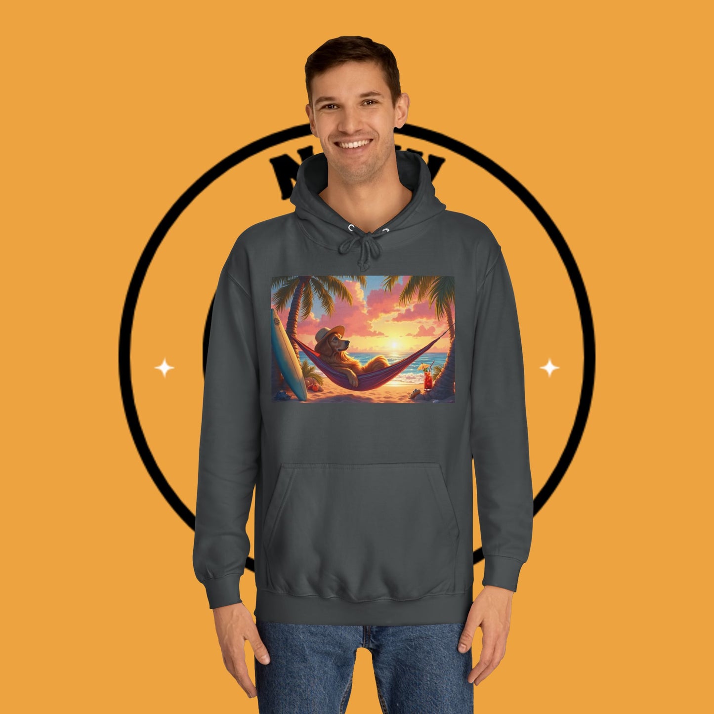 Beachside Bliss Golden Retriever Hammock Hoodie - Unisex Hoodies