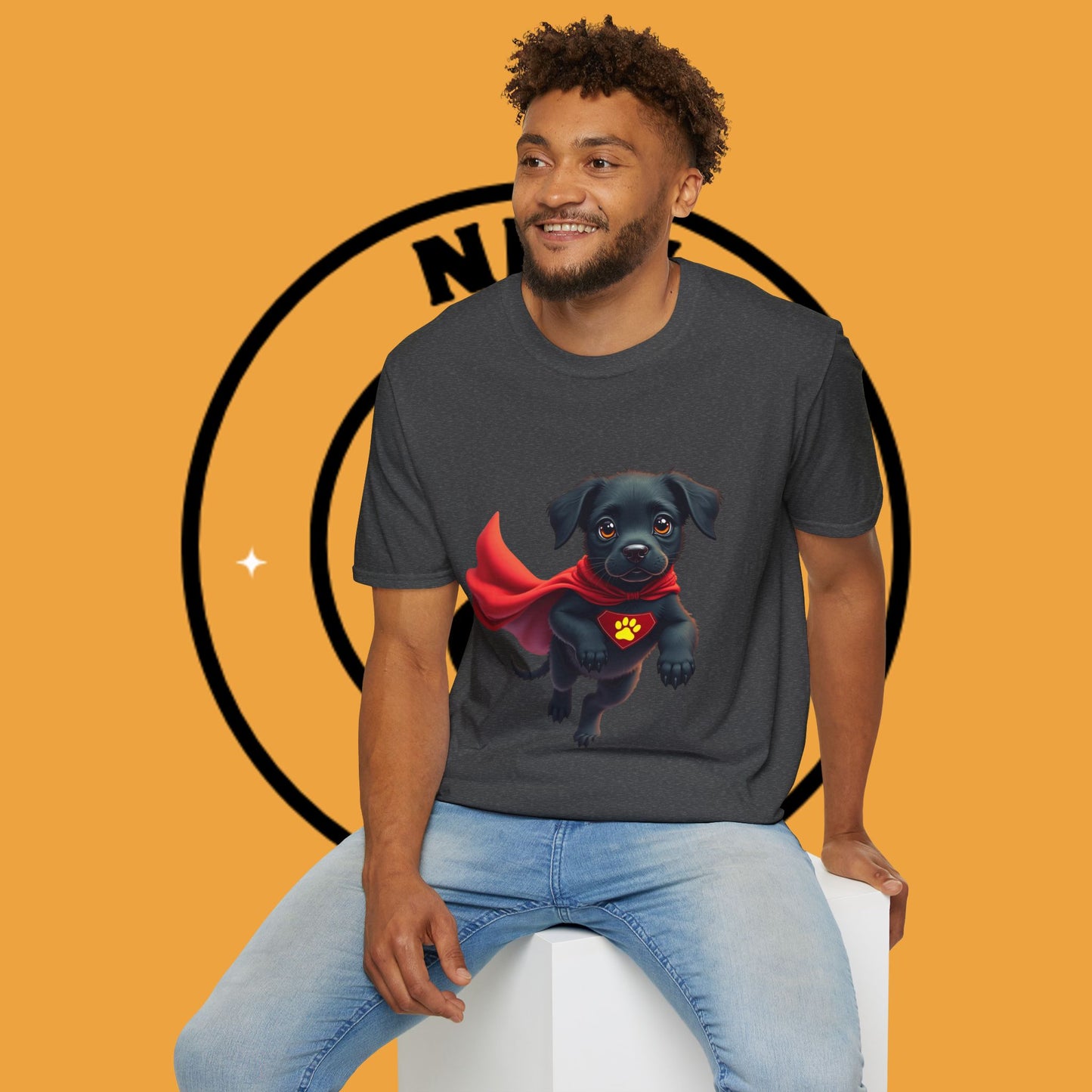 Superhero Retriever Puppy - Dog - Unisex T-Shirt Design Tiny Hero 🦸♂️ | Adorable Black Puppy Superhero T-Shirt for Canine Crusaders
