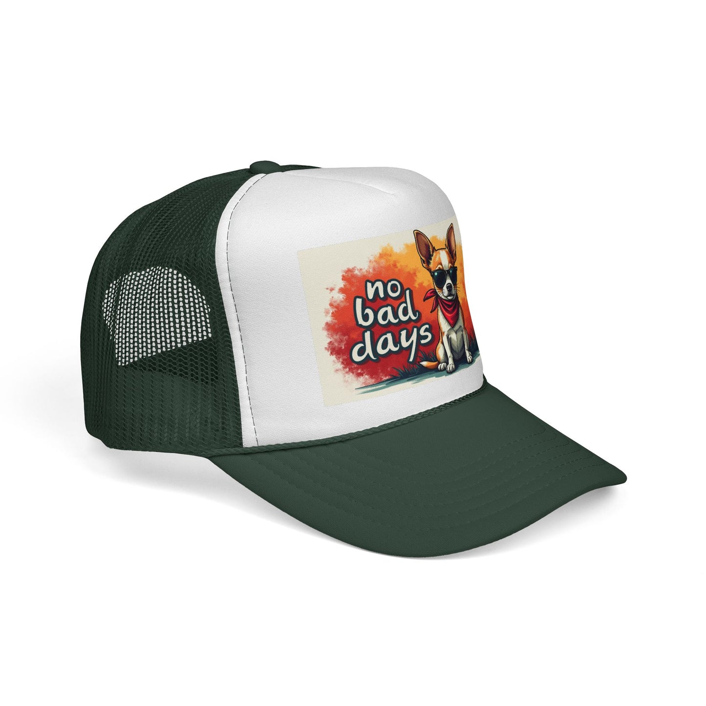 No Bad Days Chihuahua Trucker Hat - Cool Dog Sunglasses Cap | Positive Vibes Mesh Baseball Hat for Dog Lovers