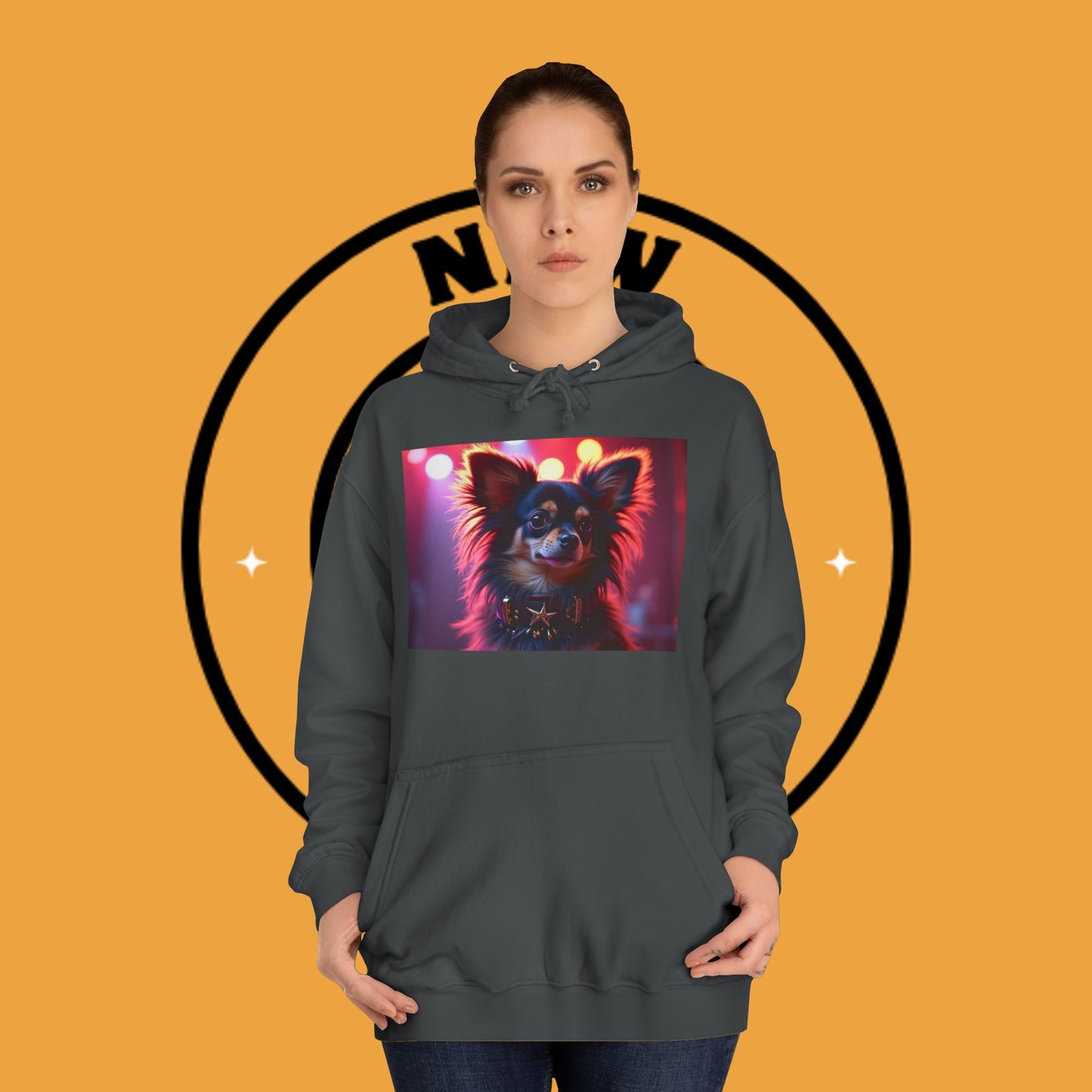 Glamorous Long-Haired Chihuahua Hoodie - Luxury Dog Portrait Pullover