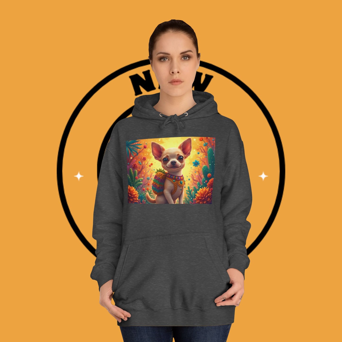 "Mexican Fiesta Chihuahua Hoodie | Day of Dead Dog Art | Colorful Desert Cactus Design | Cinco de Mayo Gift"