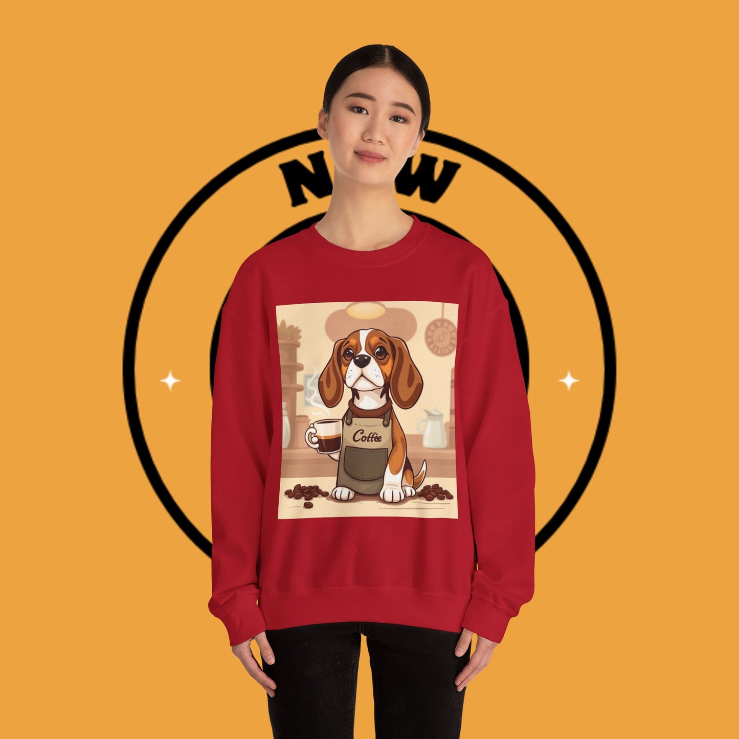 Dog Lover Crewneck Sweatshirt - Beagle Barista ☕ BARISTA BEAGLE SWEATSHIRT - BREW-TIFUL MORNINGS START HERE! ☕