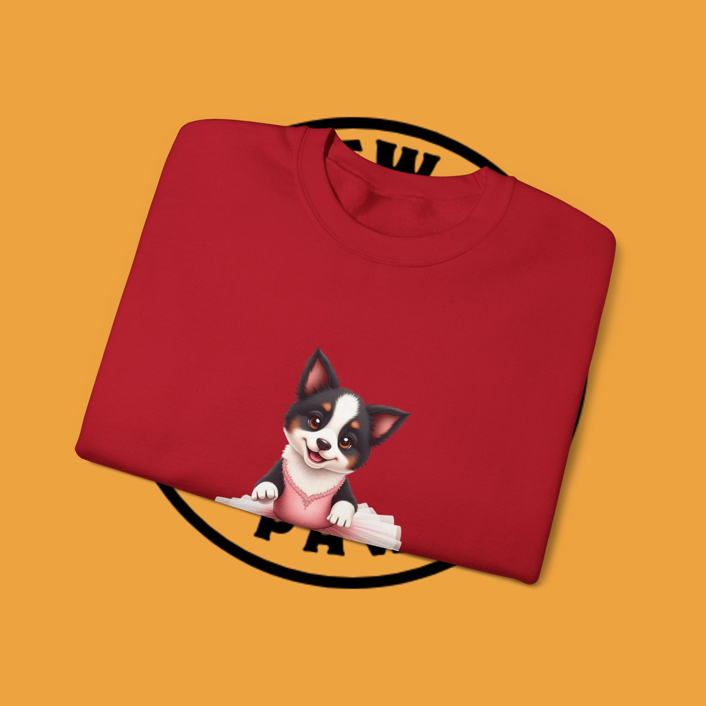 Cute Ballet Dog Crewneck Sweatshirt - Dancing Puppy in Pink Tutu Design | Kawaii Animal Lover Gift