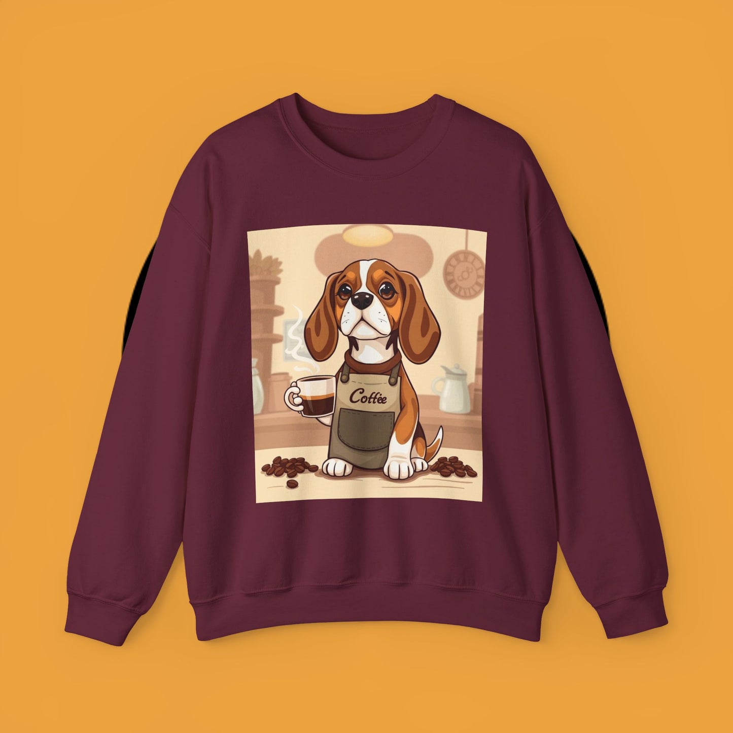 Dog Lover Crewneck Sweatshirt - Beagle Barista ☕ BARISTA BEAGLE SWEATSHIRT - BREW-TIFUL MORNINGS START HERE! ☕
