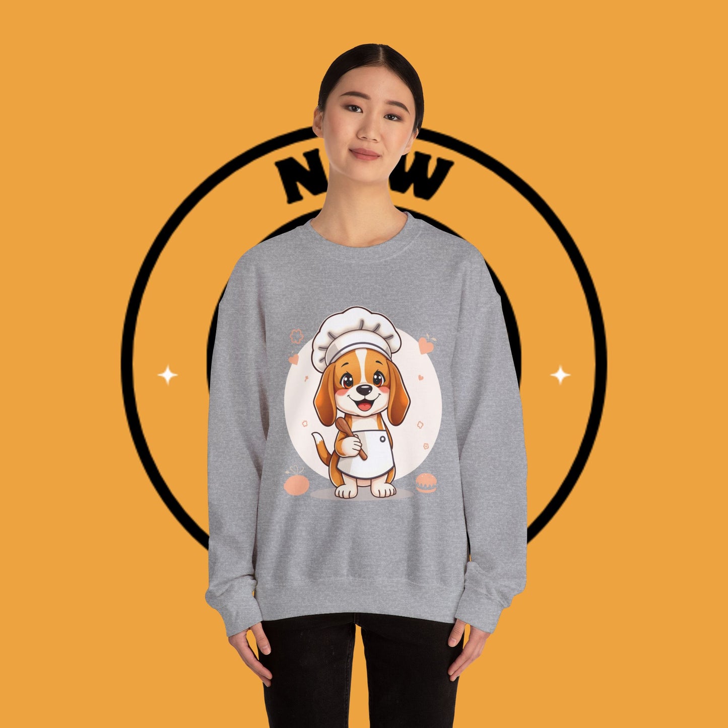 Chef Dog Crewneck Sweatshirt - Kawaii Beagle Design with Chef Hat