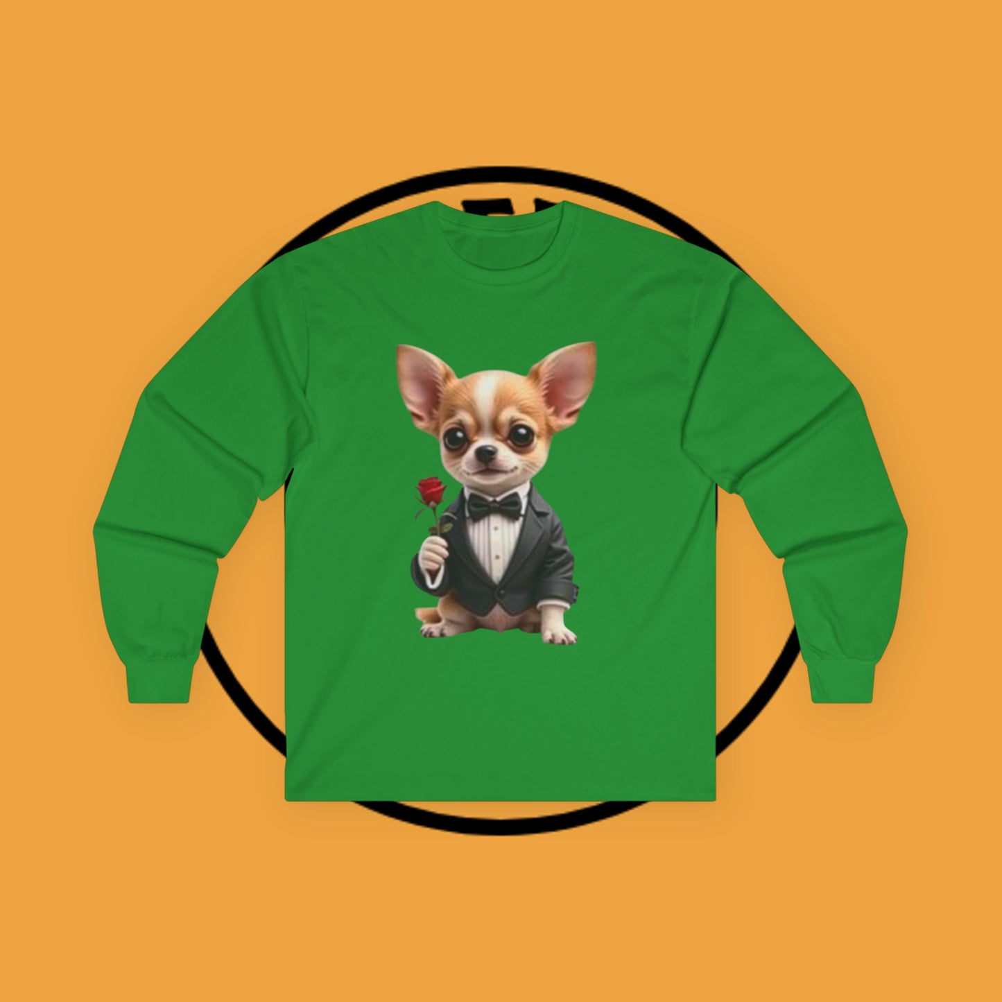 ๐น Gentleman Chihuahua Long Sleeve Tee - Dapper Dog in Tuxedo Design