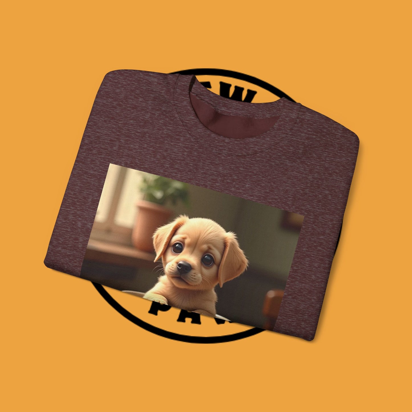 Unisex Dog Lover Crewneck Sweatshirt - Teacup Puppy: Adorable Yellow Lab in Coffee Cup
