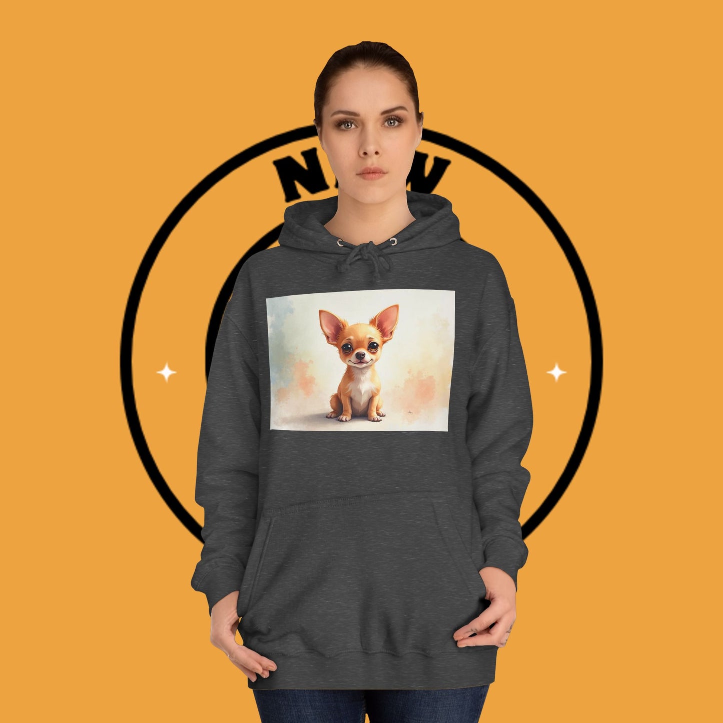 Watercolor Chihuahua Puppy Hoodie - Artistic Dog Portrait Sweatshirt