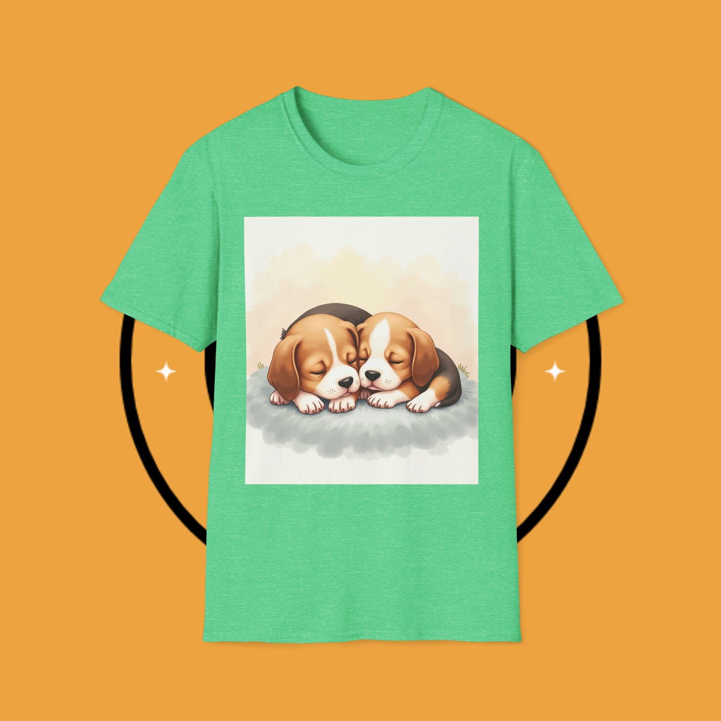 Beagle Twin Puppies Cuddling T-Shirt - Adorable Sleeping Puppies Design | Perfect Gift for Dog Lovers & Siblings