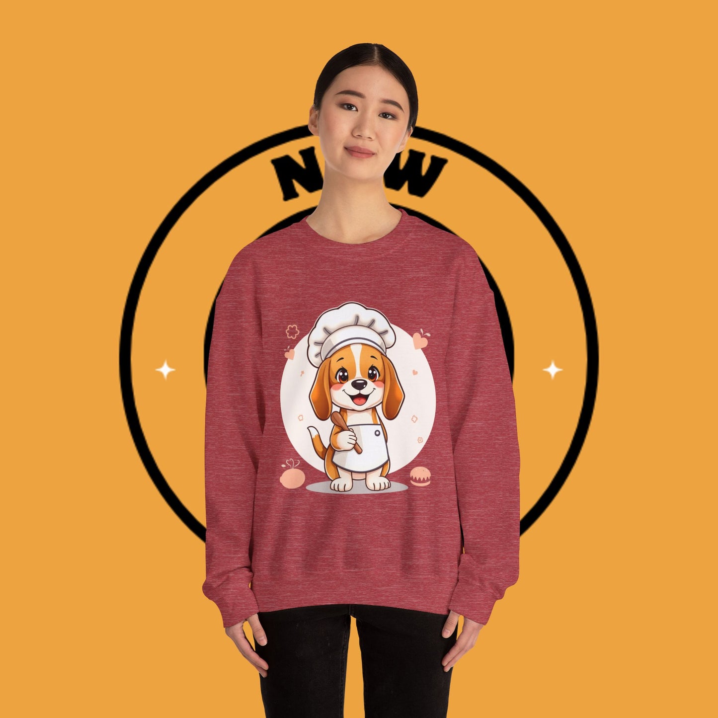 Chef Dog Crewneck Sweatshirt - Kawaii Beagle Design with Chef Hat