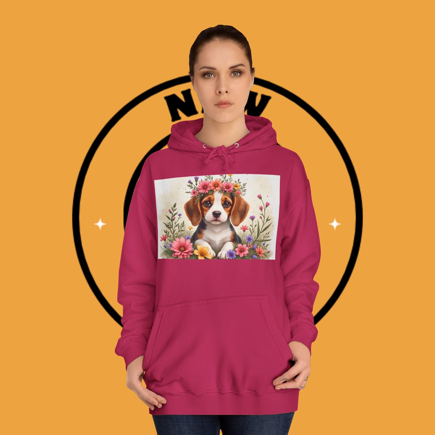 ๐ธ Enchanted Garden Beagle Hoodie - Where Cuteness Blooms! ๐ถ - Unisex Hoodie