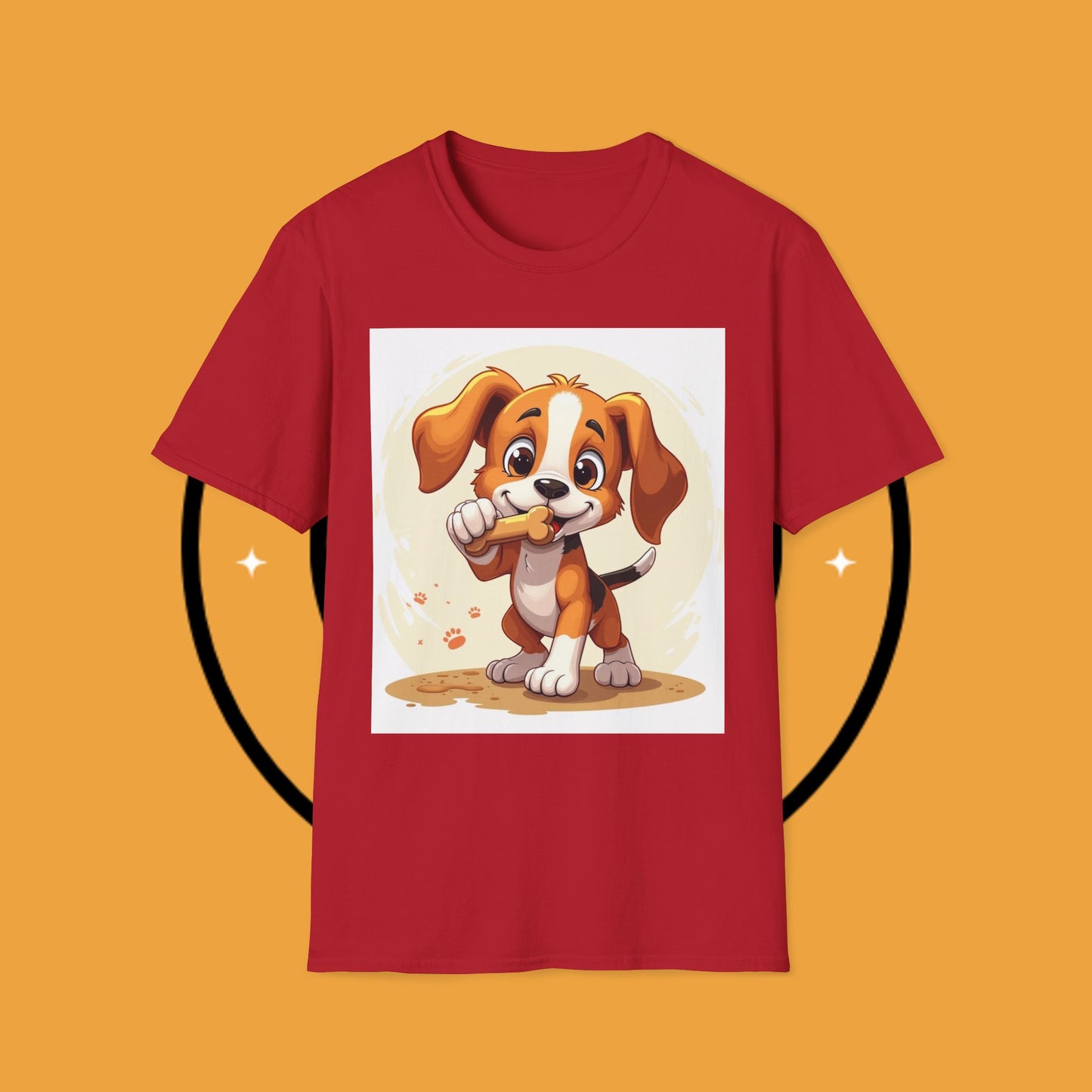 Happy Beagle Puppy with Bone T-Shirt - Cute Cartoon Dog Graphic Tee for Pet Lovers