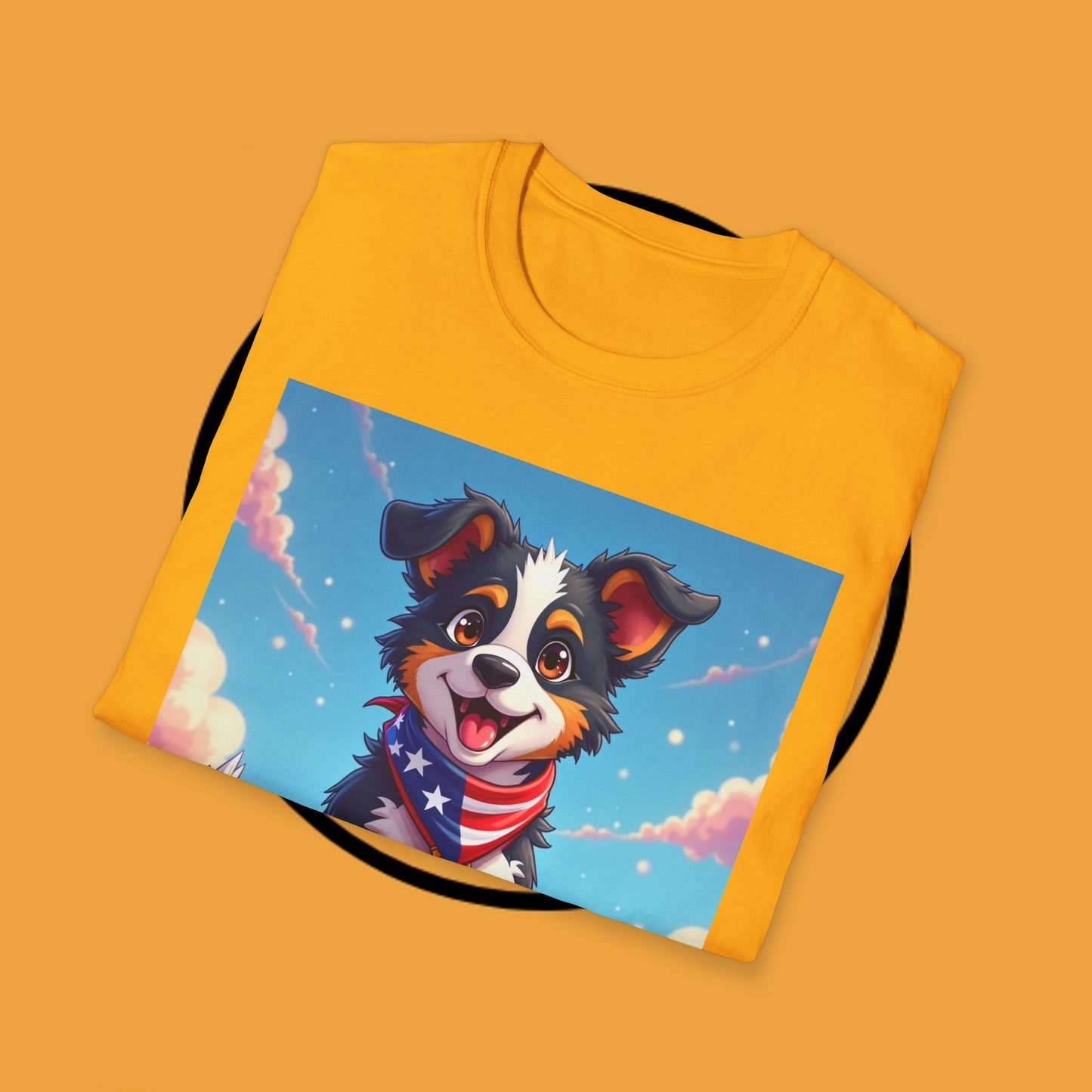 "All-American Champion Puppy" - Patriotic Hero Dog T-Shirt - Patriotic Puppy Dog T-Shirt - American Flag Bandana Champion Dog Tee | USA Pride Pet Lover Gift