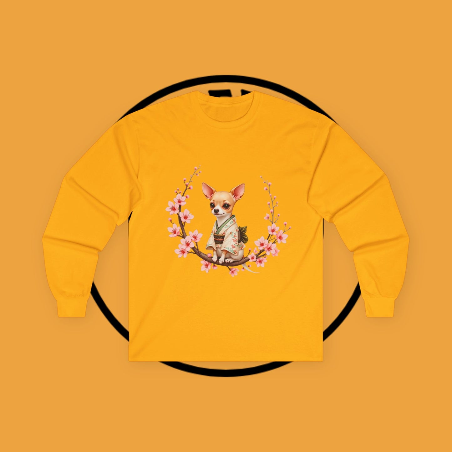 ๐ธ Sakura Chihuahua Kimono Long Sleeve Tee - Japanese Cherry Blossom Design