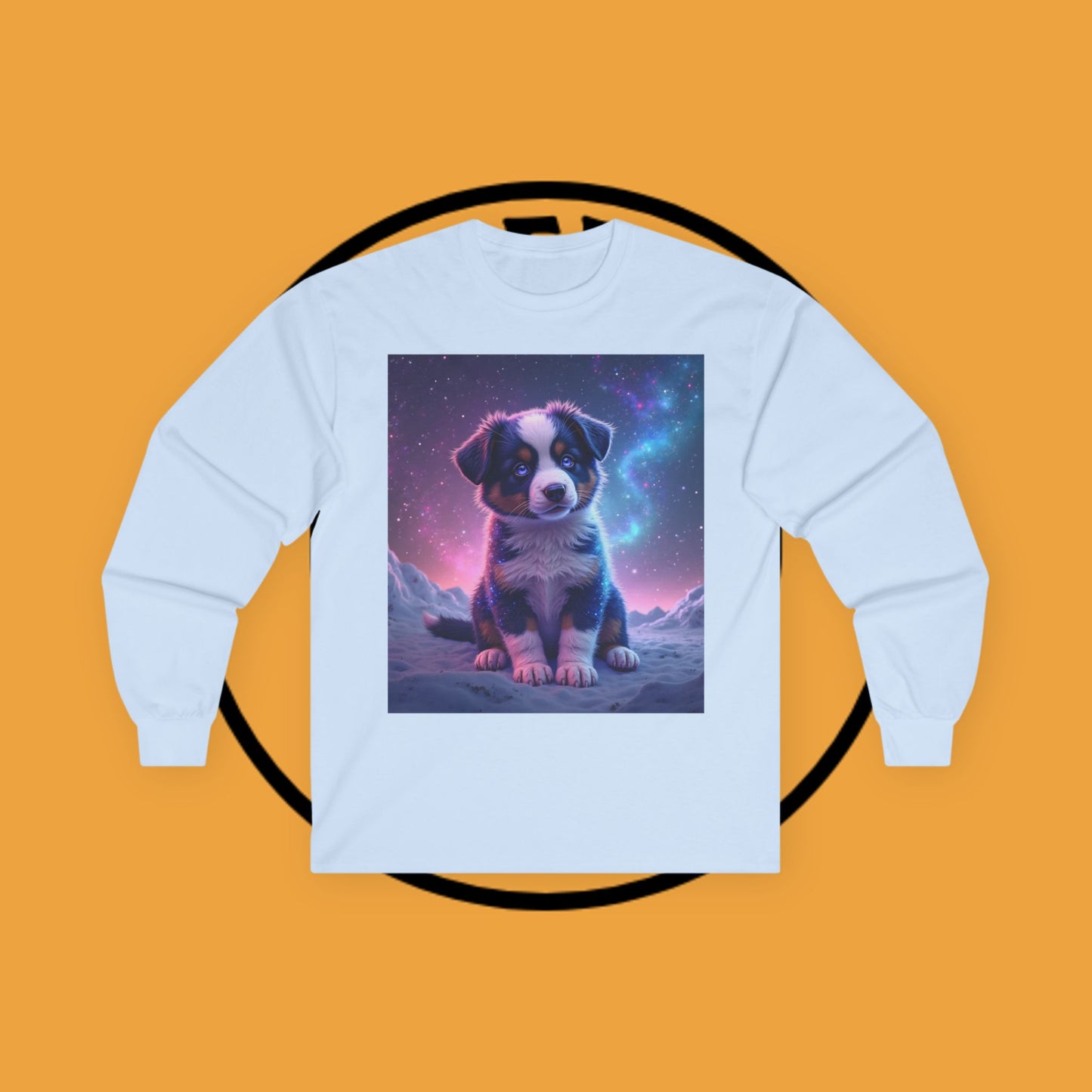 Galaxy Border Collie Puppy Long Sleeve Tee - Cosmic Dog Art Shirt | Space Pet Apparel