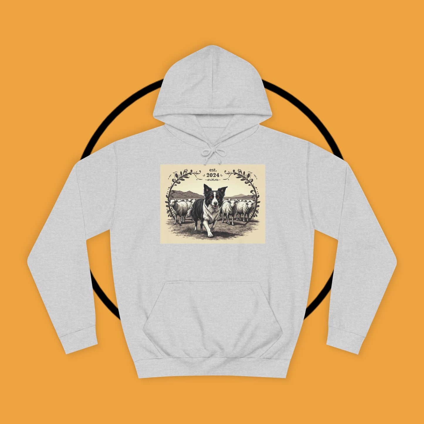 "Border Collie Sheep Herding Hoodie - Vintage Farm Life Est. 2024 Sweatshirt | Premium Pastoral Dog Design"