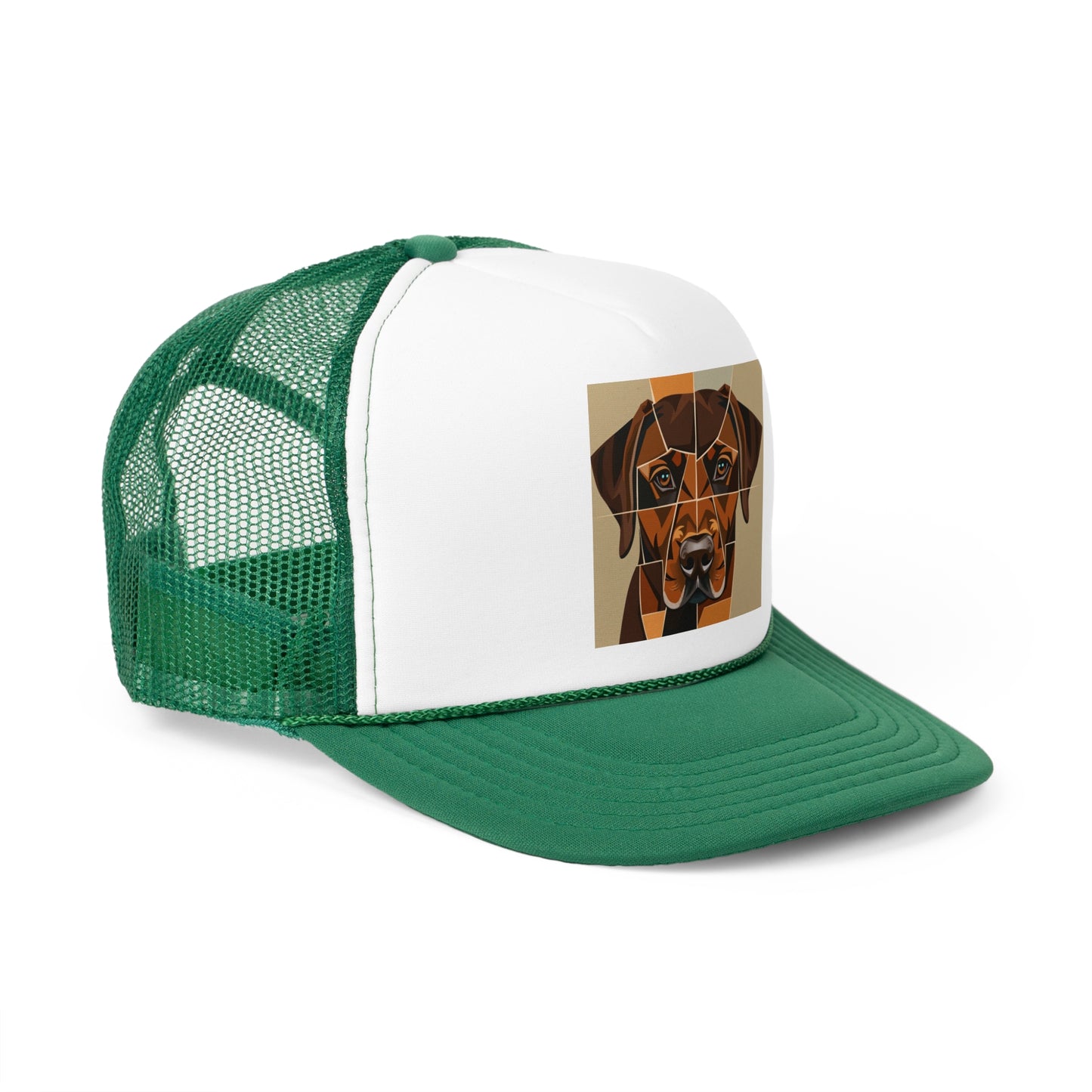 Geometric Dog Trucker Cap - Modern Low Poly Art Design - Unisex Minimalist Cap