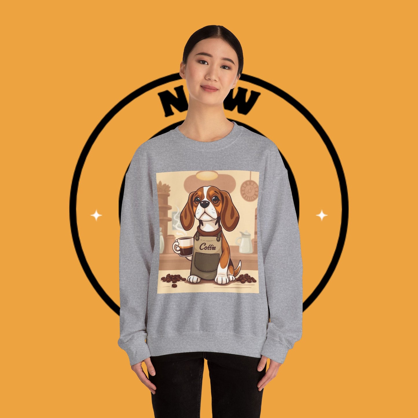 Dog Lover Crewneck Sweatshirt - Beagle Barista ☕ BARISTA BEAGLE SWEATSHIRT - BREW-TIFUL MORNINGS START HERE! ☕