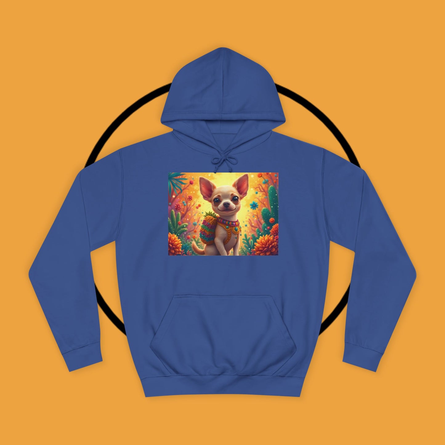 "Mexican Fiesta Chihuahua Hoodie | Day of Dead Dog Art | Colorful Desert Cactus Design | Cinco de Mayo Gift"