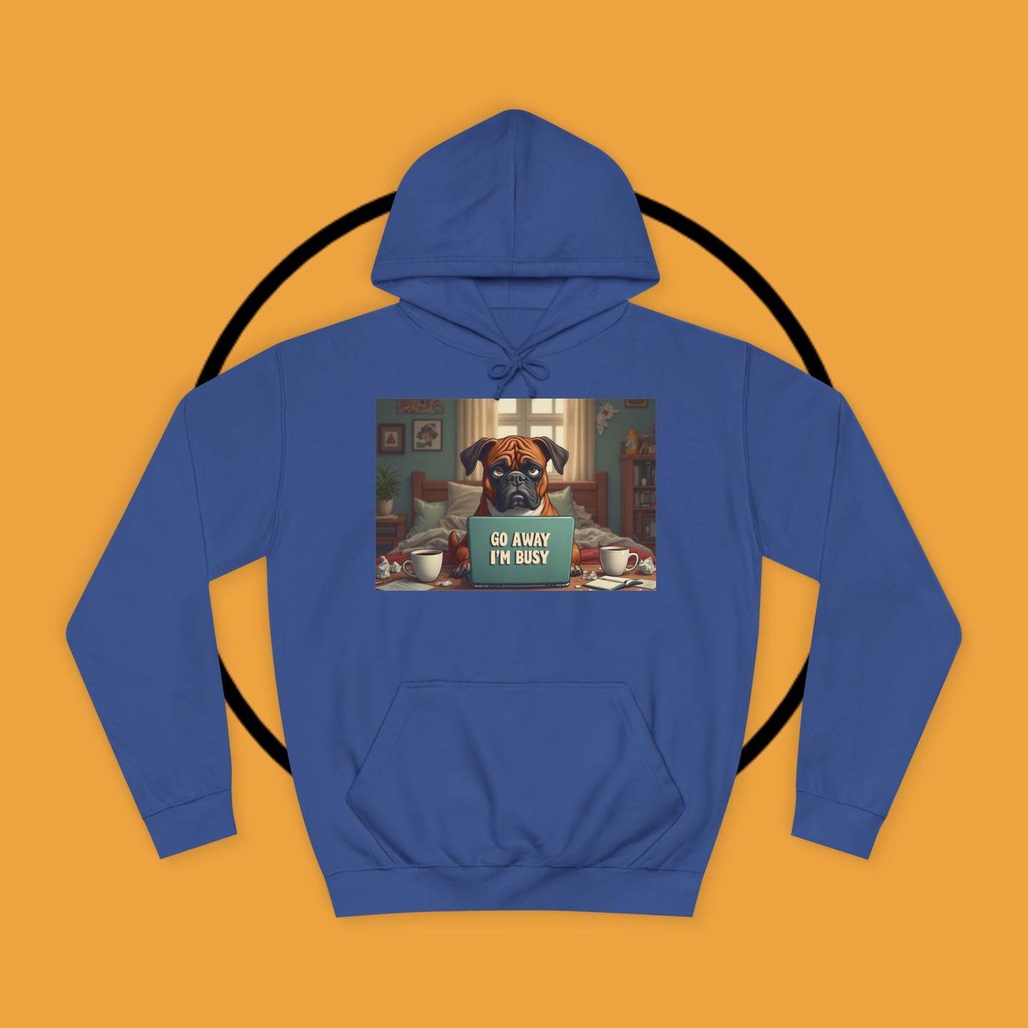 "Go Away I'm Busy" Working Dog Hoodie - Funny Office Humor Apparel | Remote Work Gift
