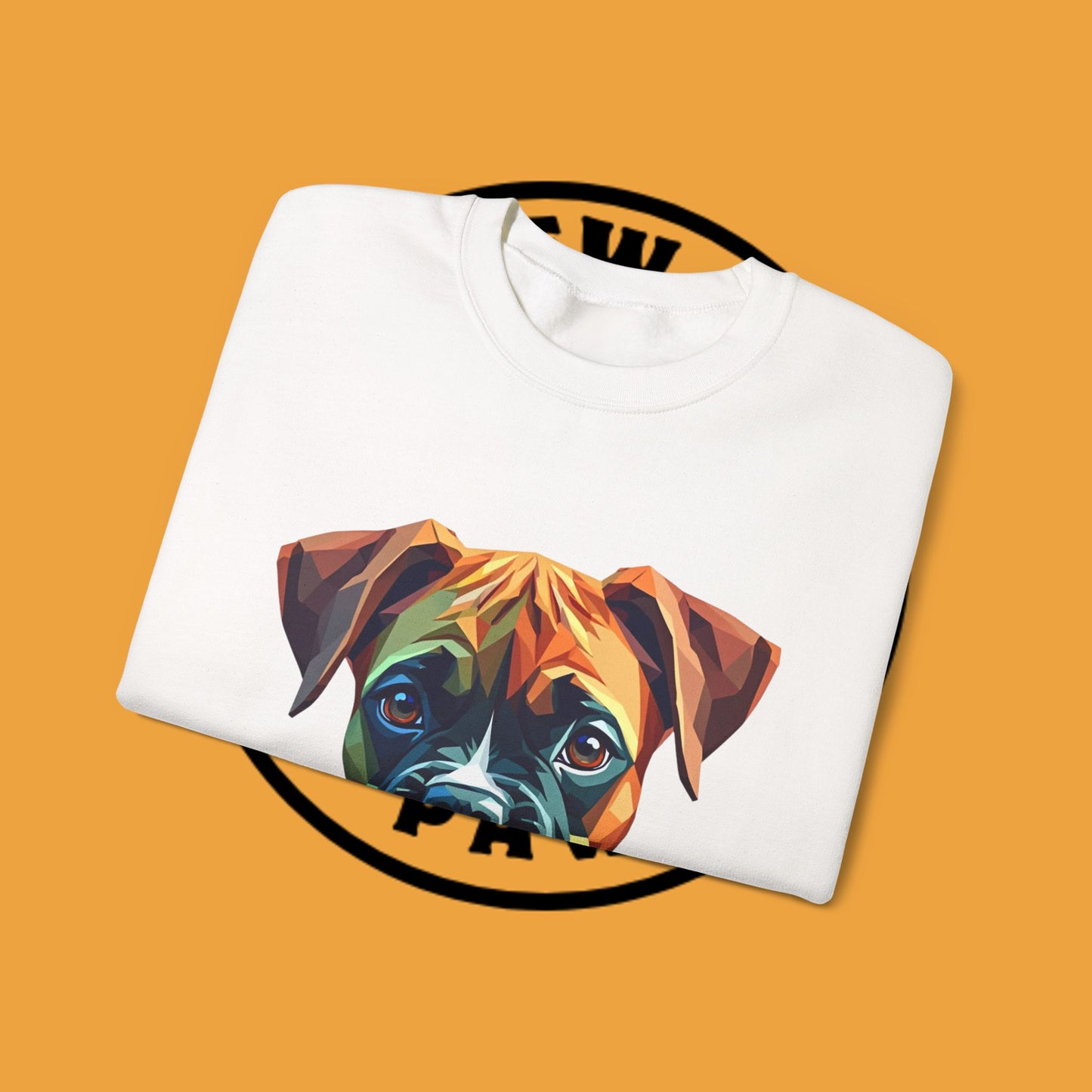 Geometric Boxer Dog Crewneck Sweatshirt - Polygon Art Pet Portrait - Modern Design Lover Gift