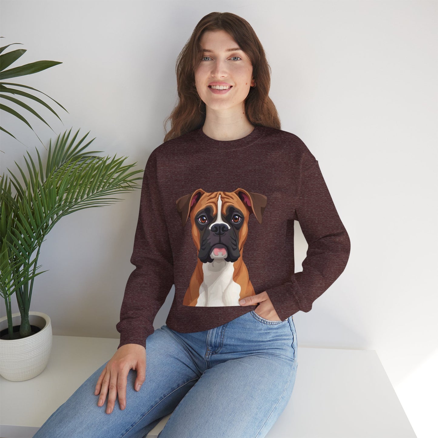 Classic Boxer Dog Portrait Crewneck Sweatshirt | Elegant Dog Lover Gift | Minimalist Boxer Art