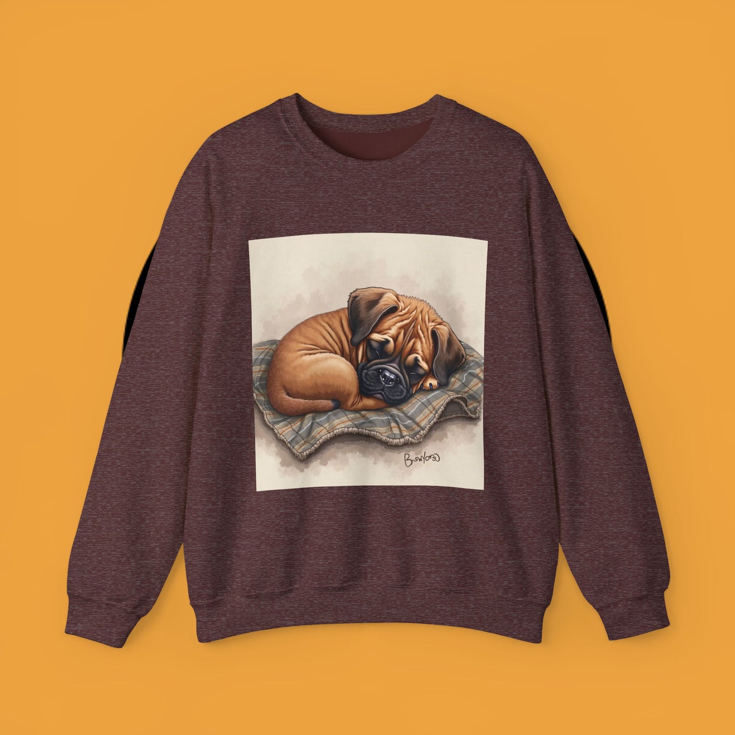 Sleeping Boxer Puppy Crewneck Sweatshirt - Cozy Dog Art Design - Comfort Wear for Pet Lovers