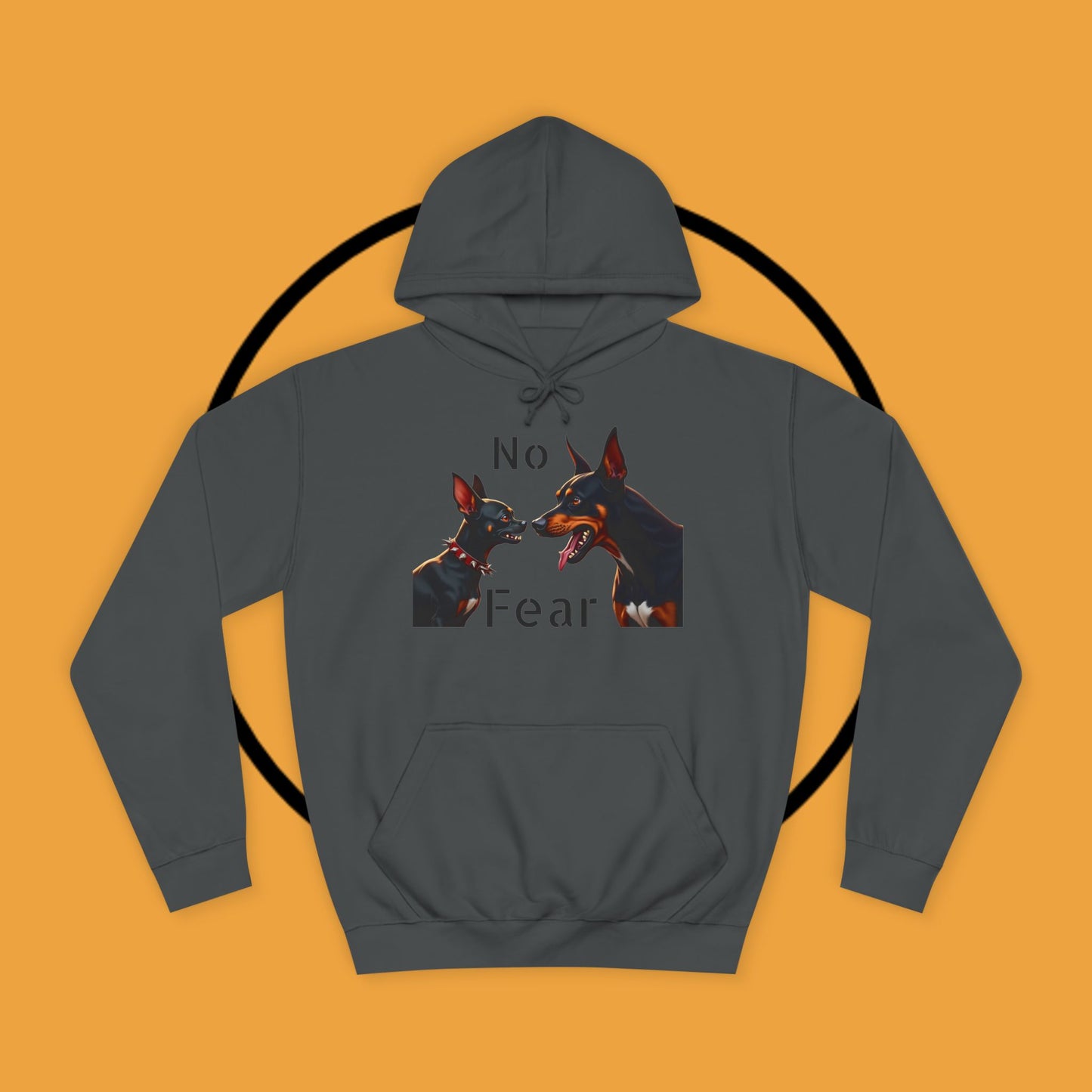 "Fearless Chihuahua vs Doberman Hoodie | Small Dog Big Attitude | David Goliath Pet Art | Brave Little Dog Gift"