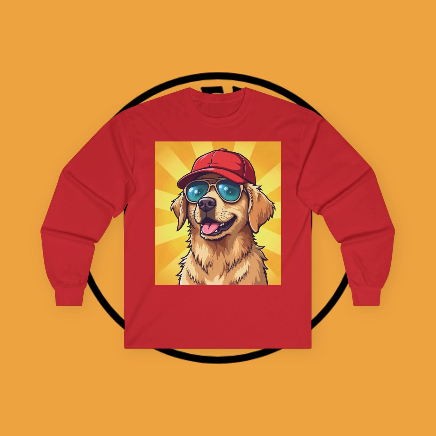 Cool Dog with Cap and Glasses - Golden Retriever Swag Urban Style - Funny Design for Casual Look - Long Sleeve T-Shirt for Sun Lovers ππΎ