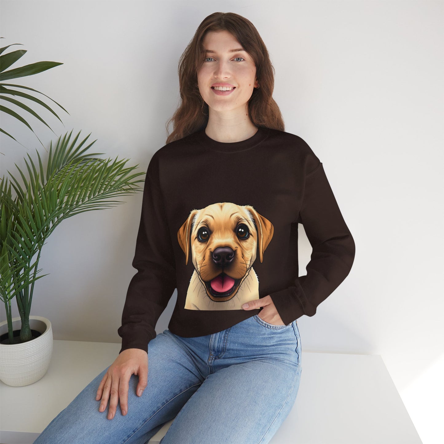 Labrador Puppy Crewneck Sweatshirt - Cartoon Dog Digital Art
