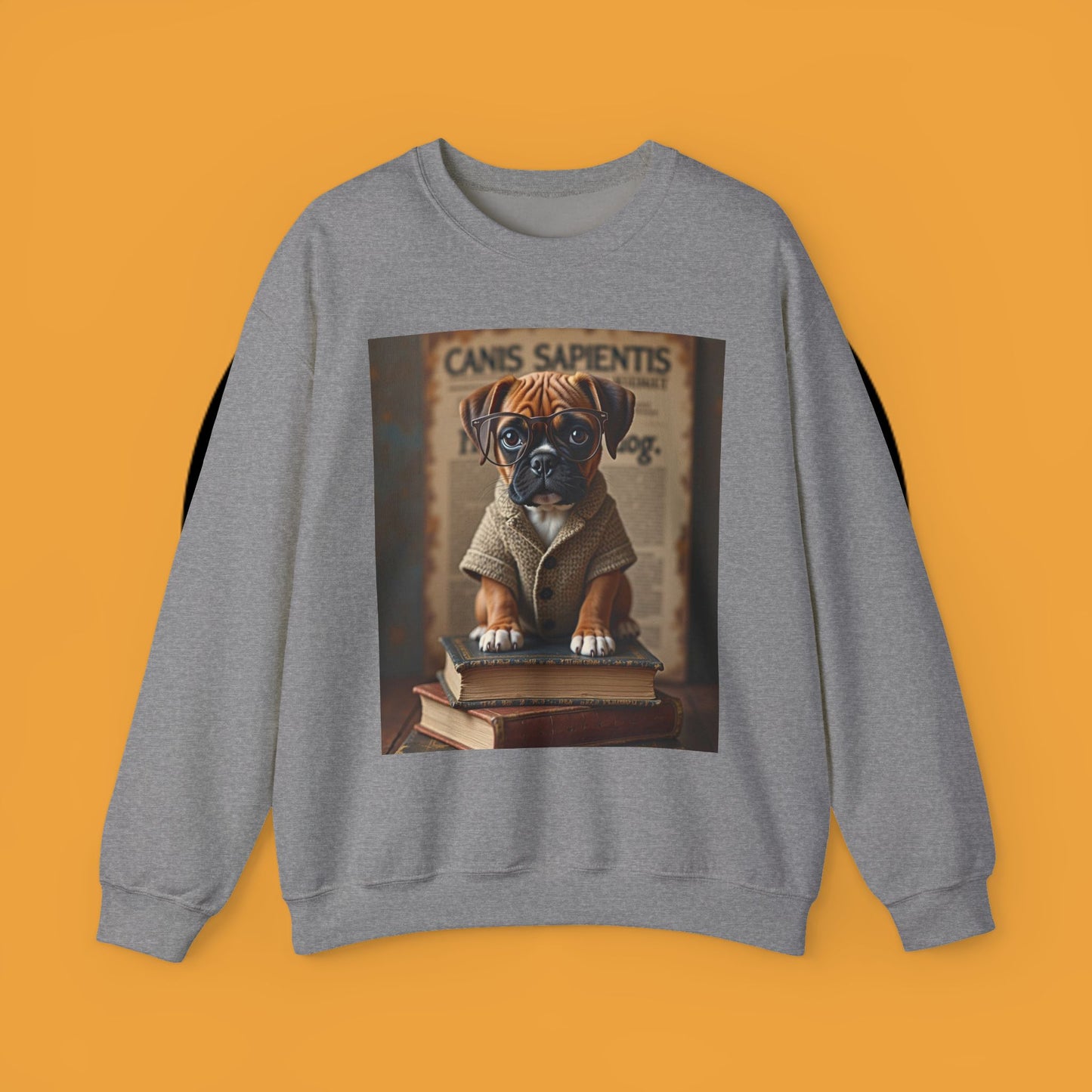 Professor Puppy Glasses Crewneck Sweatshirt - Scholarly Dog Design - Academic Pet Lover Gift
