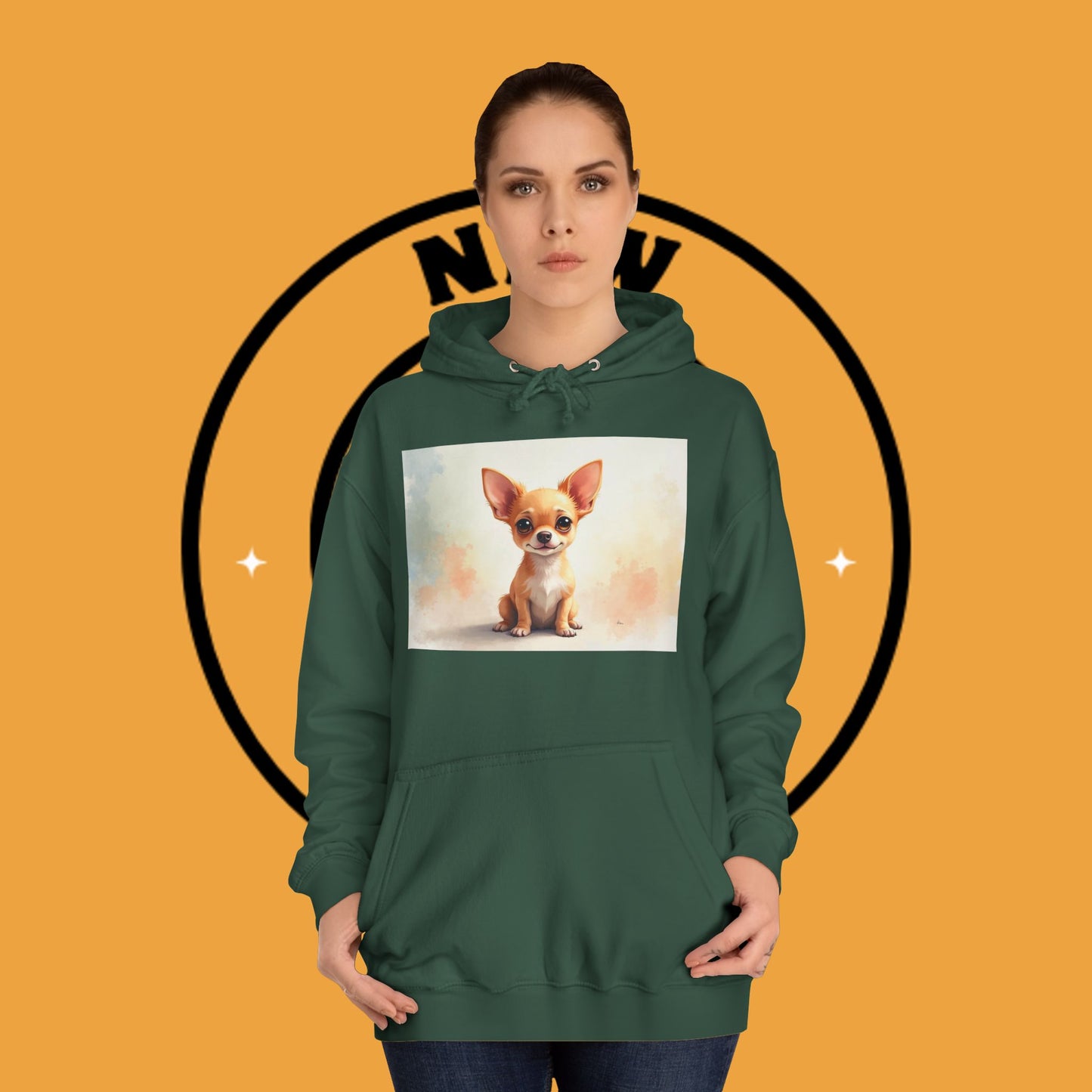 Watercolor Chihuahua Puppy Hoodie - Artistic Dog Portrait Sweatshirt