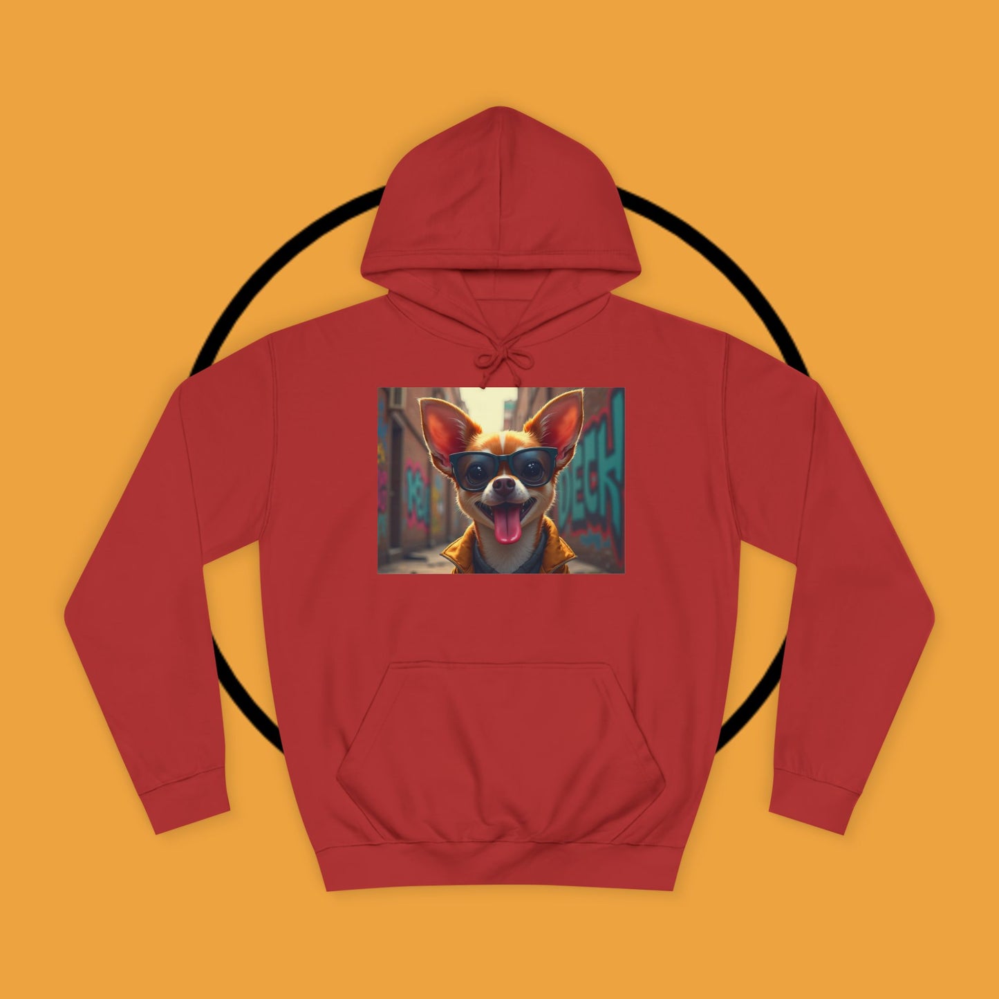 "Hip Chihuahua Sunglasses Hoodie | Cool Street Dog Art | Urban Hipster Pet Fashion | Trendy Animal Streetwear"