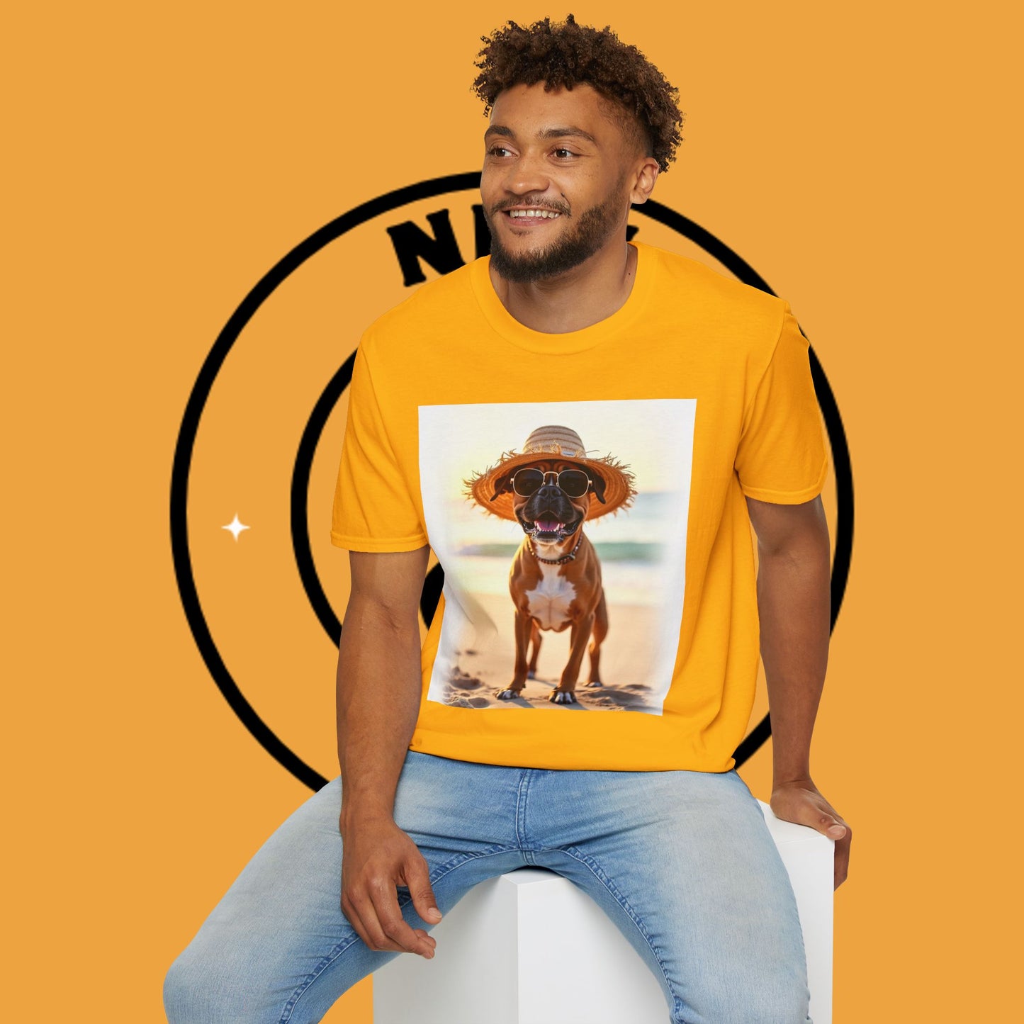 "Vacation Boxer Beach Vibes" Premium Summer T-Shirt / Beach Boxer Dog T-Shirt - Vacation Vibes Summer Pup Tee