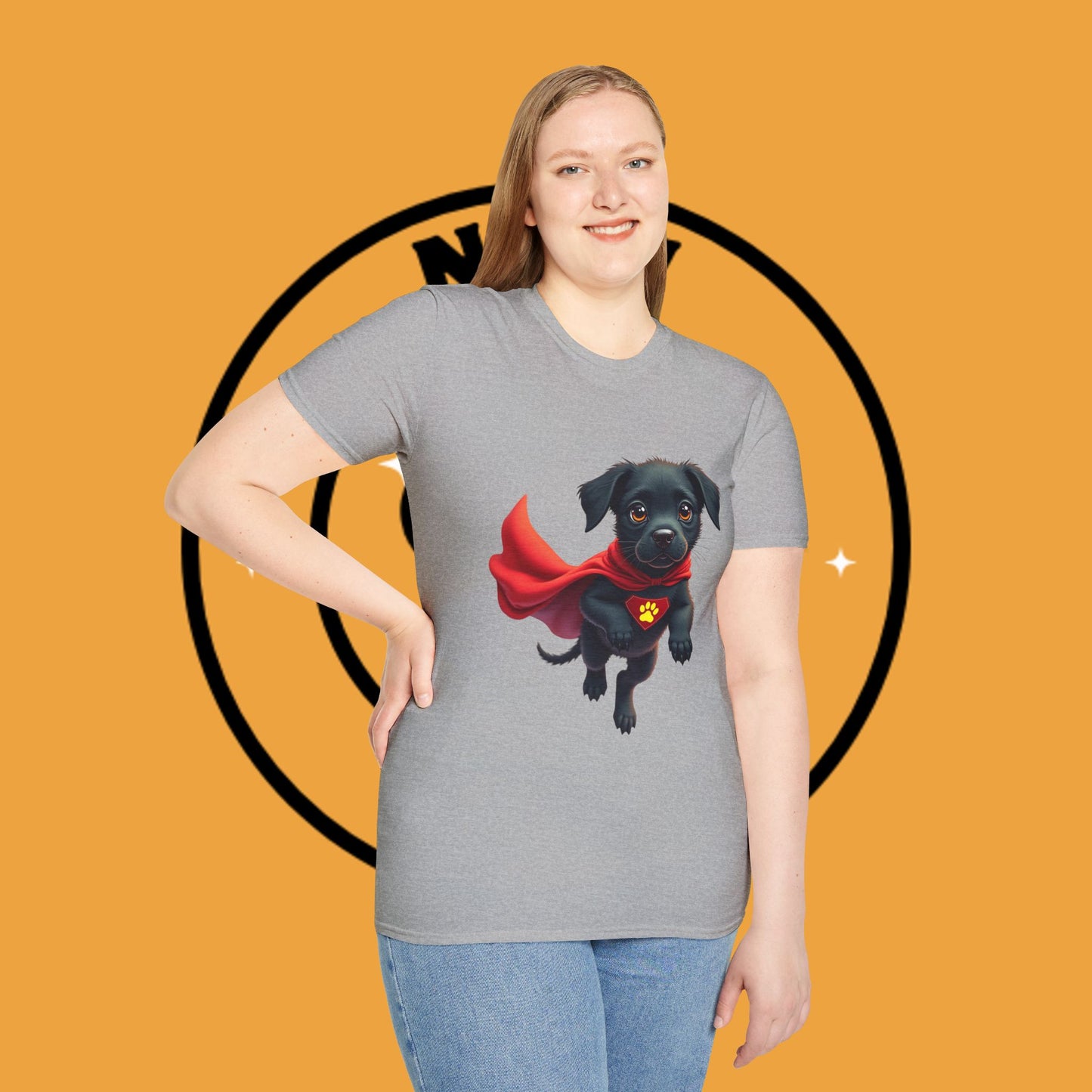 Superhero Retriever Puppy - Dog - Unisex T-Shirt Design Tiny Hero 🦸♂️ | Adorable Black Puppy Superhero T-Shirt for Canine Crusaders
