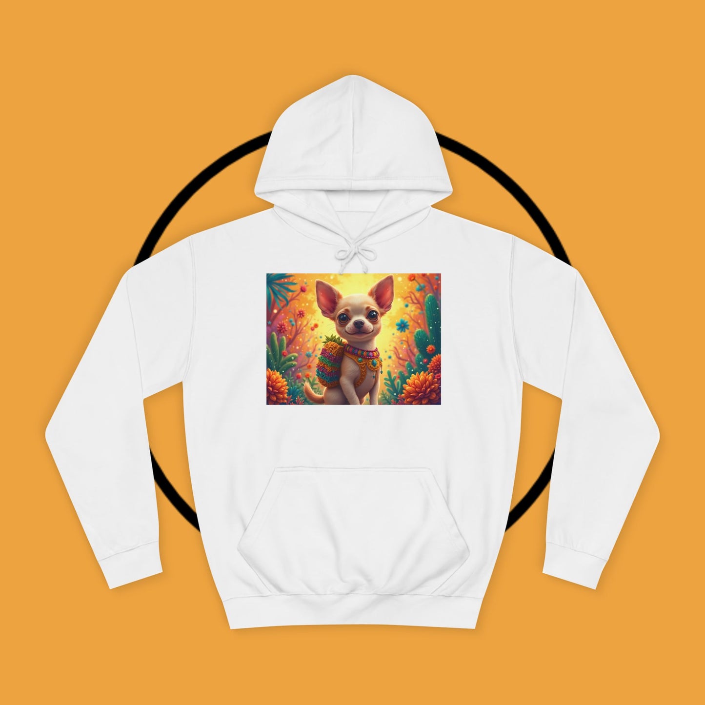 "Mexican Fiesta Chihuahua Hoodie | Day of Dead Dog Art | Colorful Desert Cactus Design | Cinco de Mayo Gift"
