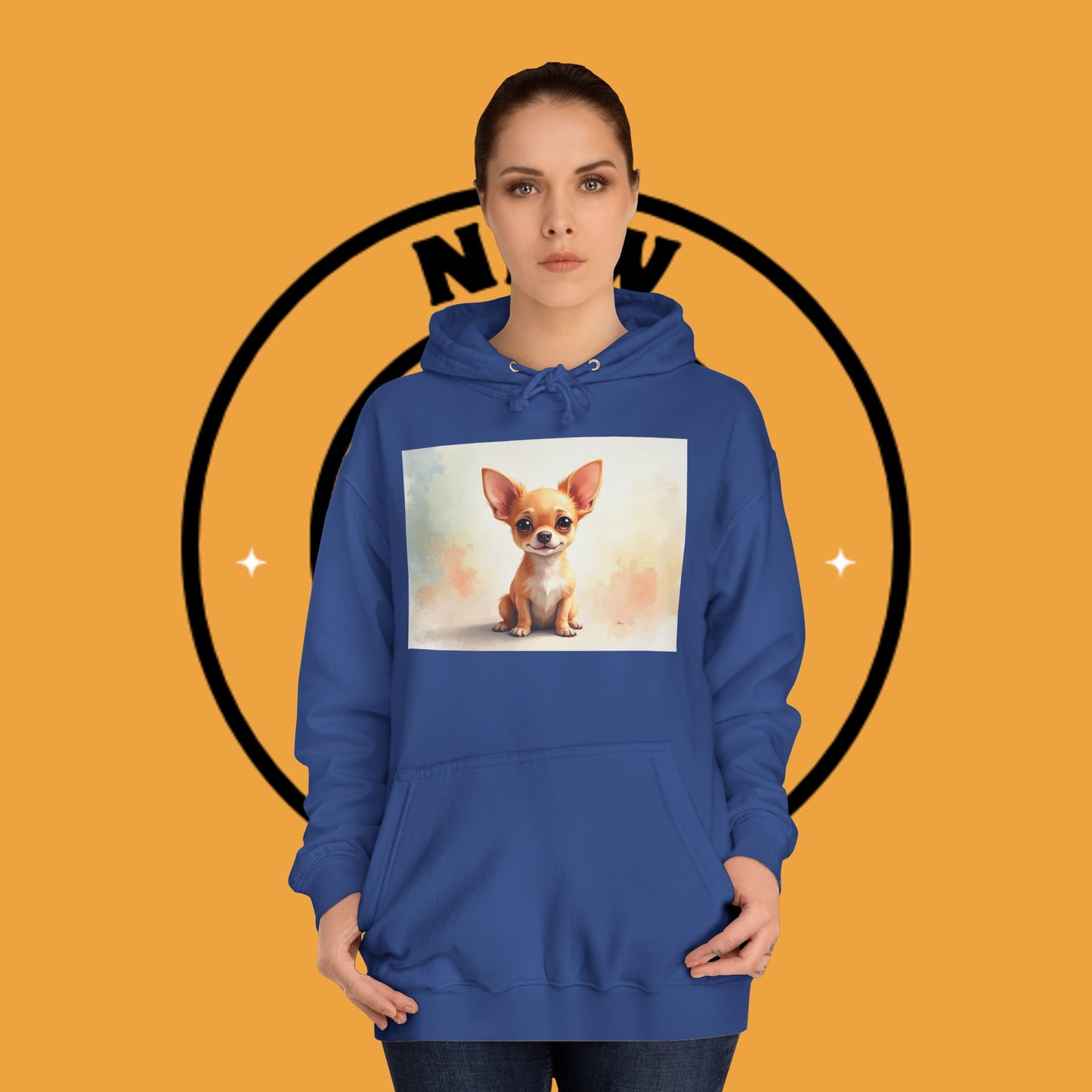 Watercolor Chihuahua Puppy Hoodie - Artistic Dog Portrait Sweatshirt