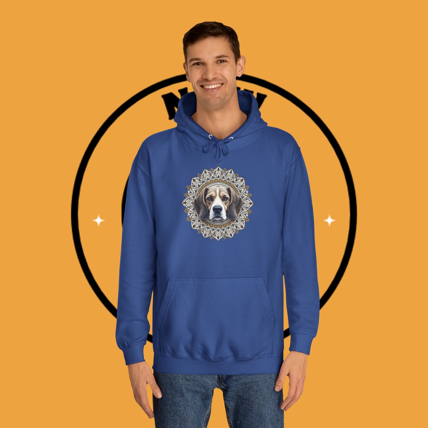 🕉️ Sacred Beagle Mandala Hoodie - Where Spirituality Meets Canine Love! ✨Royal Beagle Mandala Hoodie 🐾✨- Unisex Hoodie