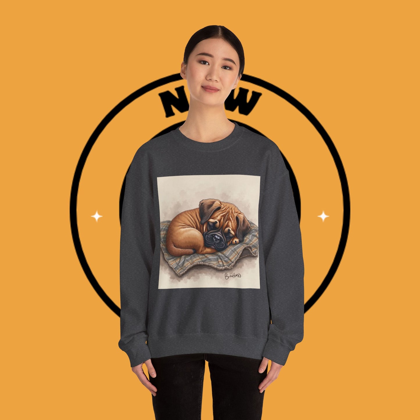 Sleeping Boxer Puppy Crewneck Sweatshirt - Cozy Dog Art Design - Comfort Wear for Pet Lovers
