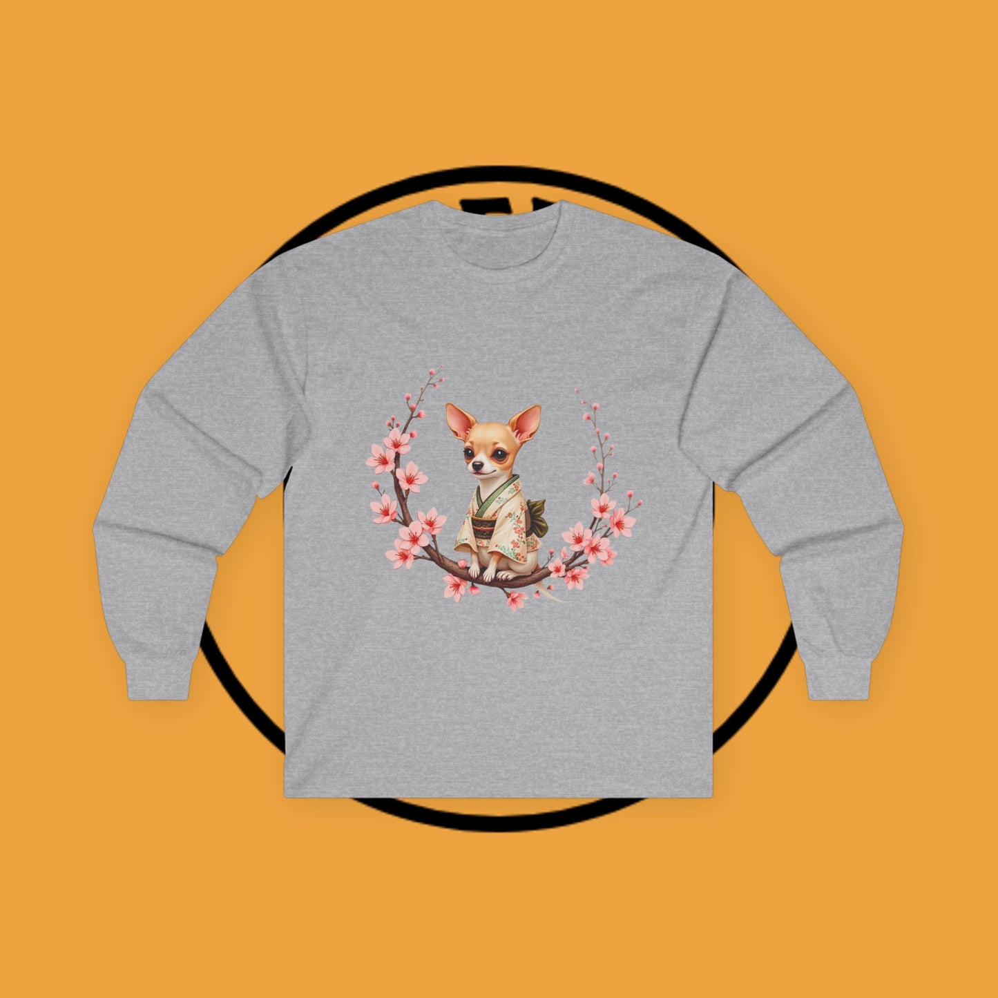 ๐ธ Sakura Chihuahua Kimono Long Sleeve Tee - Japanese Cherry Blossom Design