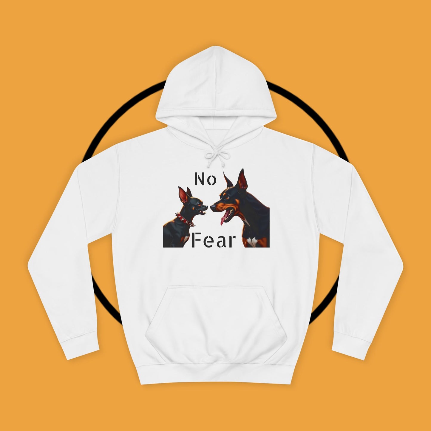 "Fearless Chihuahua vs Doberman Hoodie | Small Dog Big Attitude | David Goliath Pet Art | Brave Little Dog Gift"