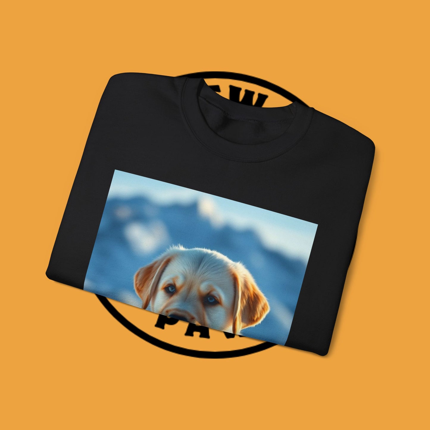 Crewneck Sweatshirt - Cute Labrador Puppy with Blue Eyes - Adorable Dog Portrait in Snow