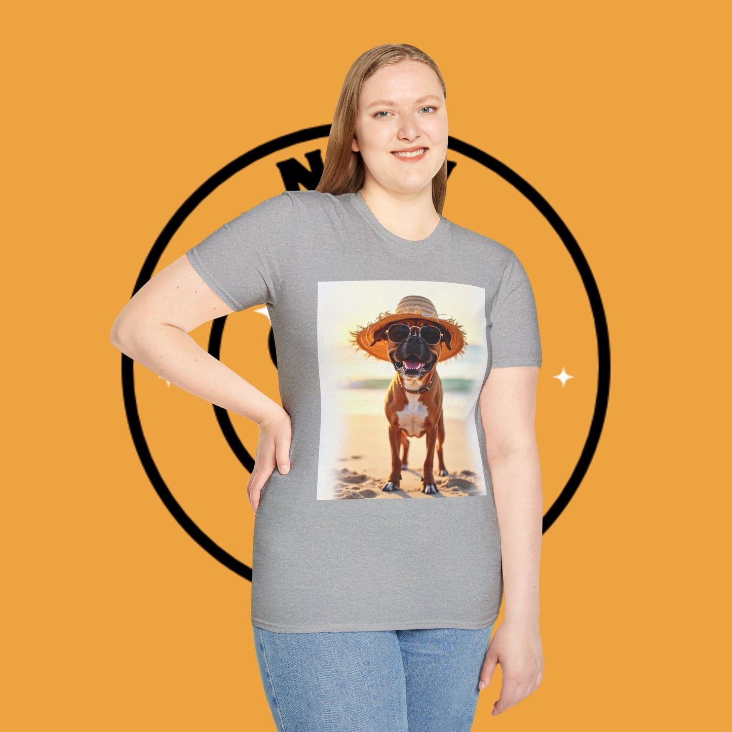 "Vacation Boxer Beach Vibes" Premium Summer T-Shirt / Beach Boxer Dog T-Shirt - Vacation Vibes Summer Pup Tee