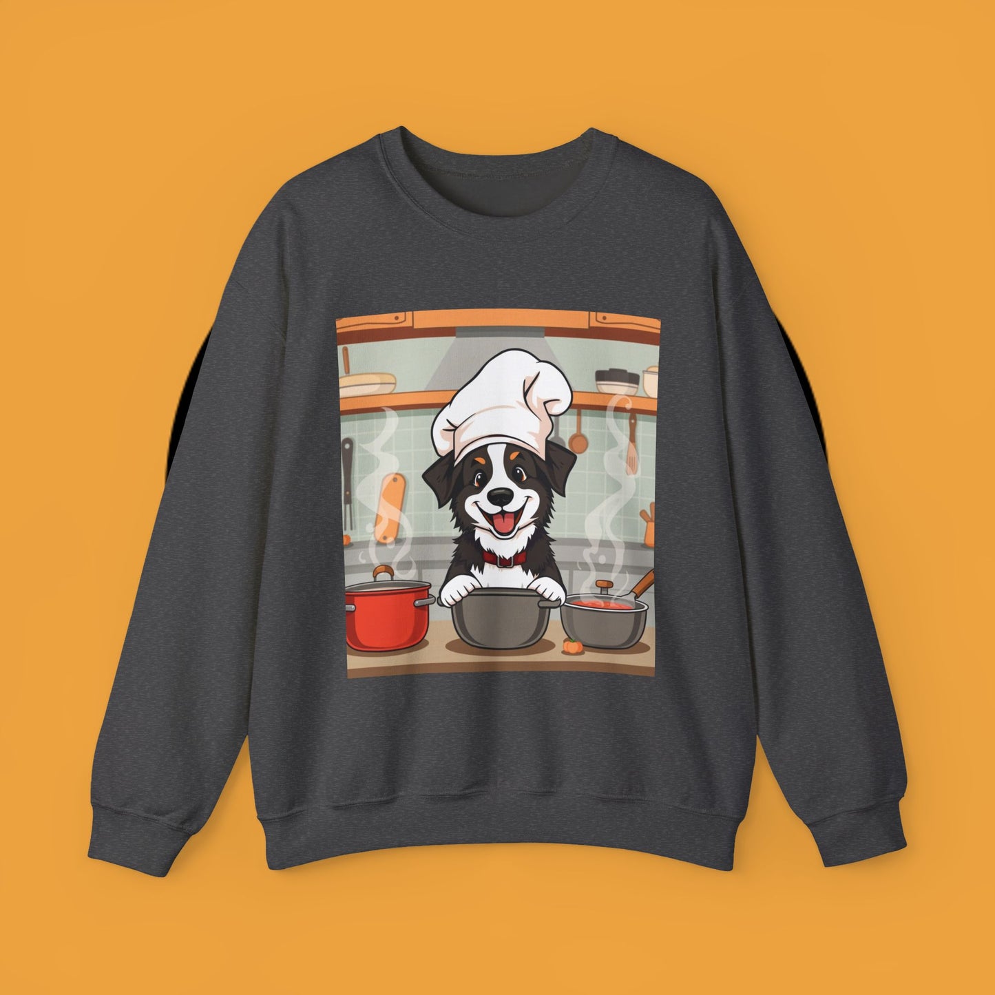 Chef Dog Crewneck Sweatshirt - Cute Puppy Cook with Chef Hat Kitchen Design | Culinary Lover Gift
