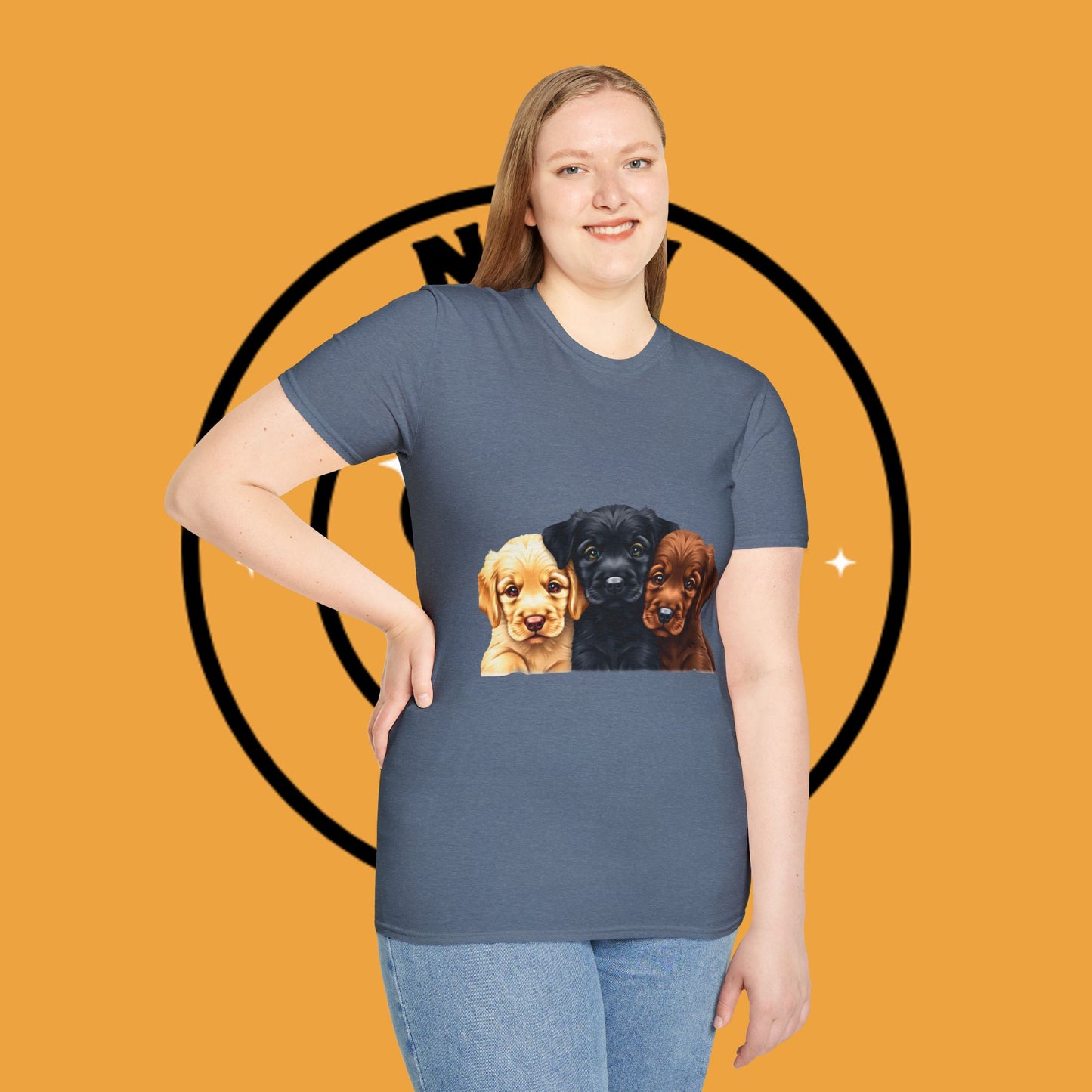 3 Adorable Retrievers Puppys - Dog - Unisex T-Shirt Design "Retriever Squad ๐พ | Trio of Cuteness T-Shirt for Dog Devotees"