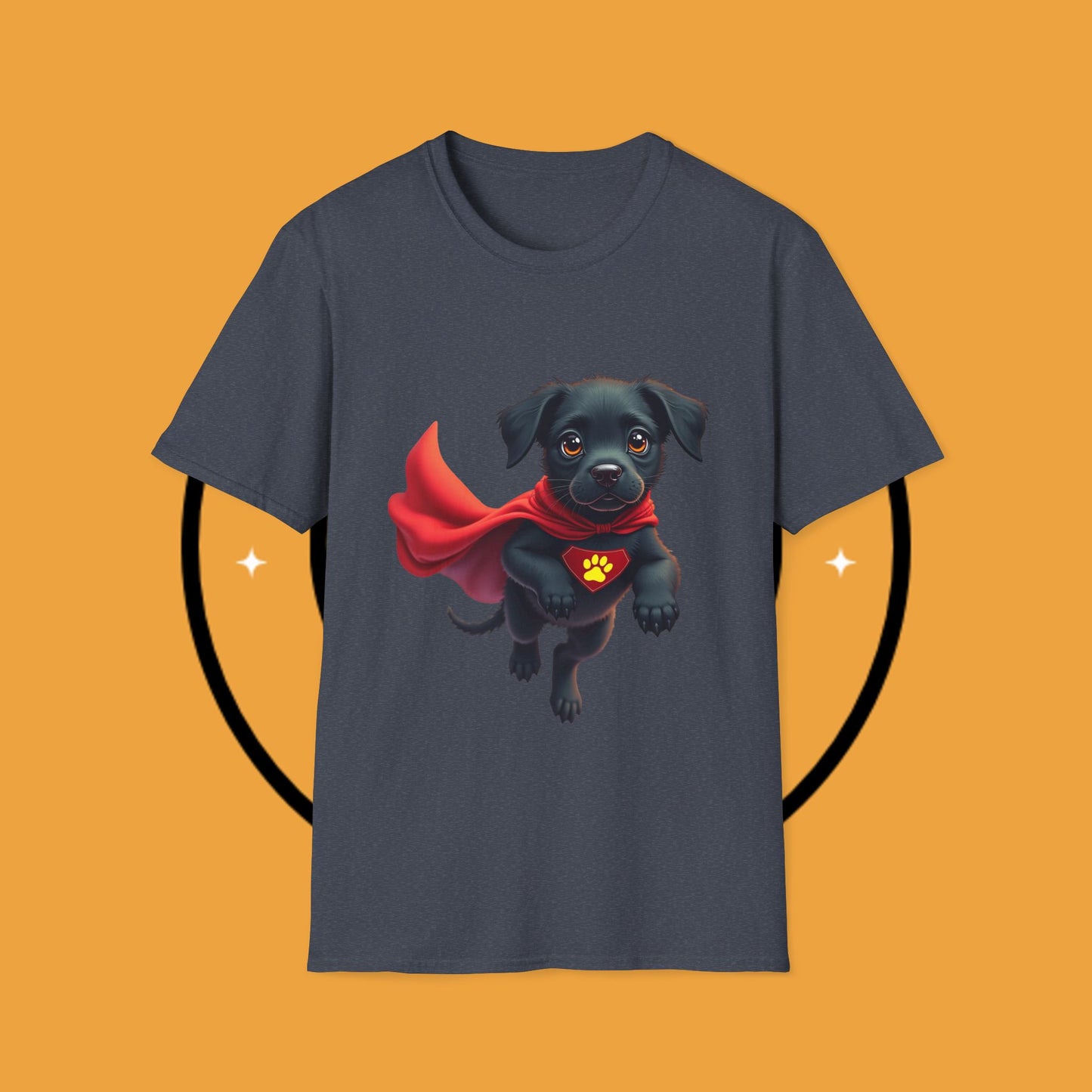 Superhero Retriever Puppy - Dog - Unisex T-Shirt Design Tiny Hero 🦸♂️ | Adorable Black Puppy Superhero T-Shirt for Canine Crusaders
